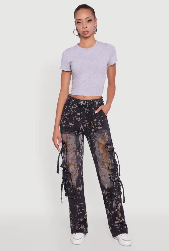 Darcy Paint Splatter Denim Cargo Jeans sold by Rainbow