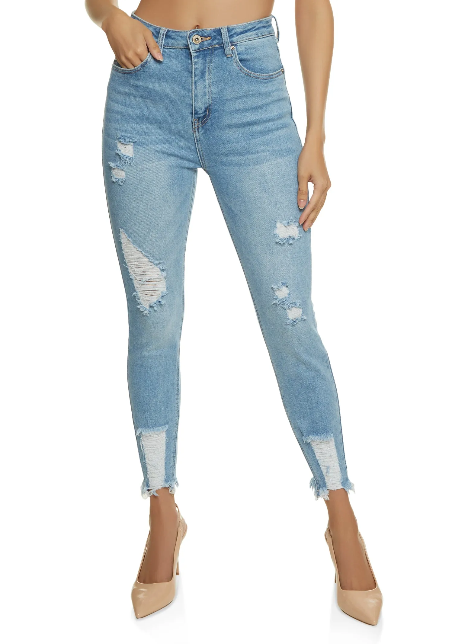 Aisha High Waisted Distressed Skinny Jeans sold by Rainbow product image thumbnail 2