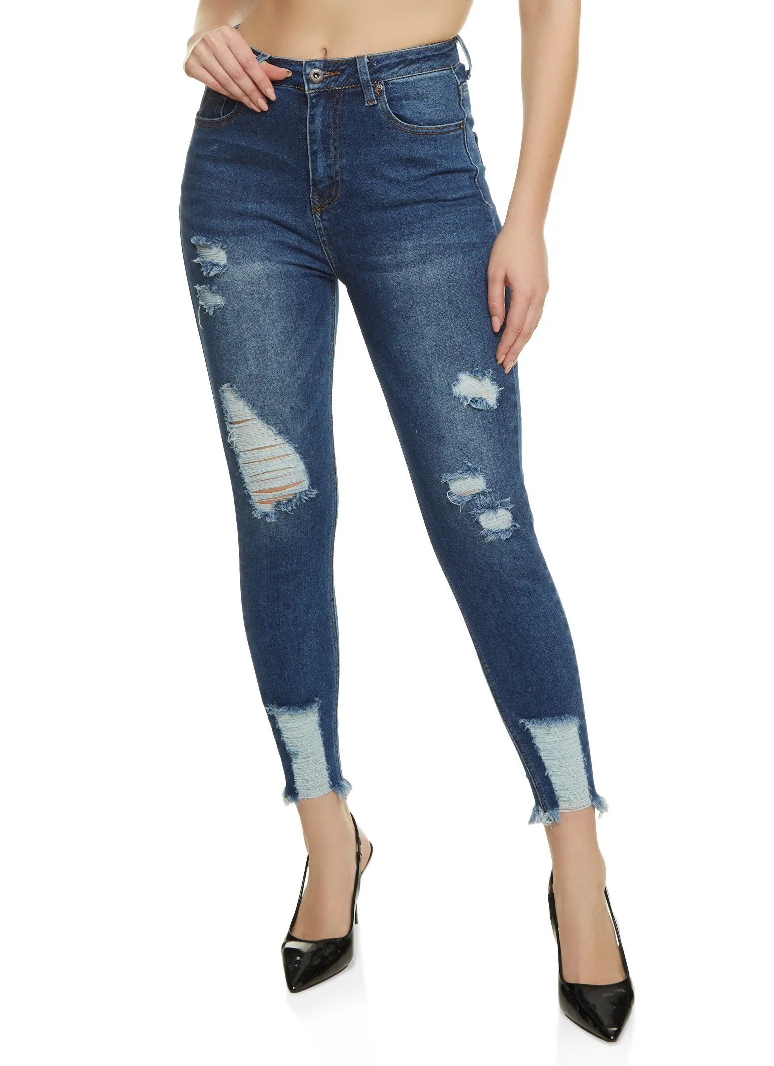 Aisha High Waisted Distressed Skinny Jeans sold by Rainbow product image thumbnail 4
