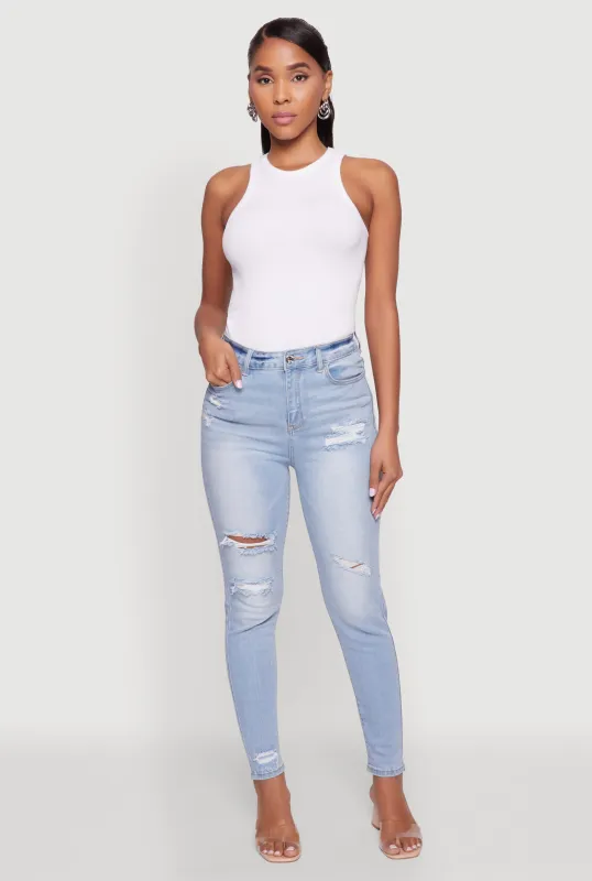 Winnie Distressed High Waisted Skinny Jeans sold by Rainbow