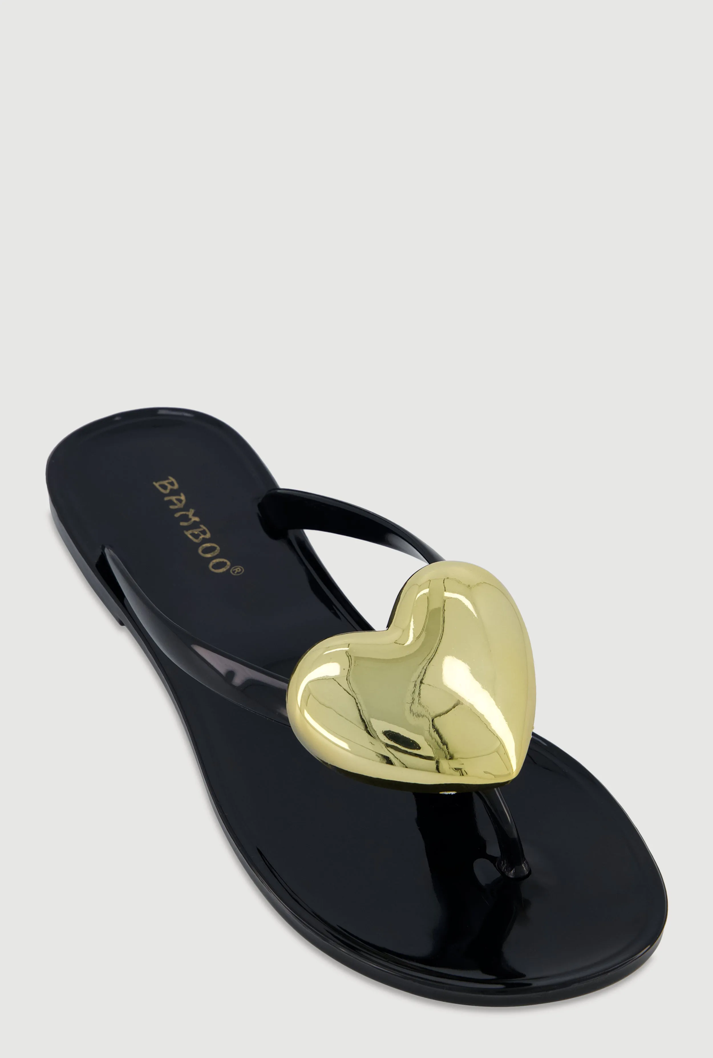 Metallic Heart Thong Flat Sandals sold by Rainbow