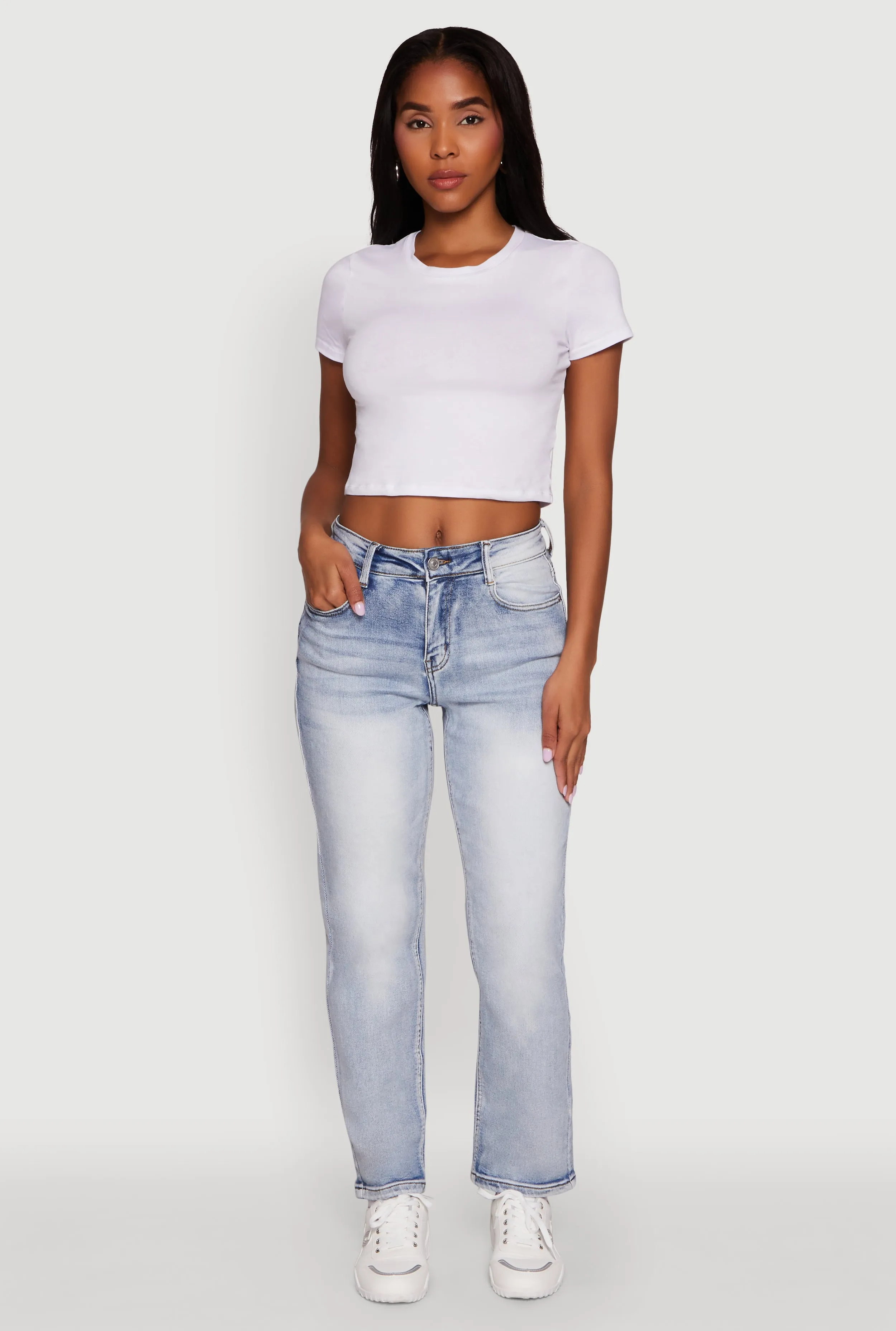 Alicia Acid Wash High Waisted Stretch Jeans sold by Rainbow