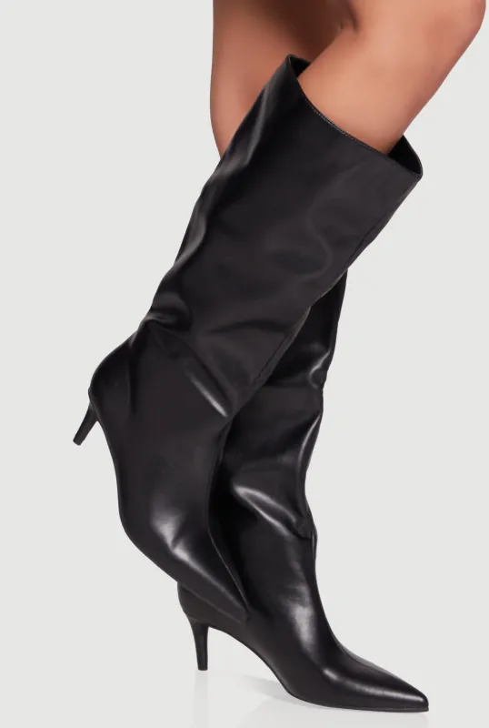 Slouchy Pointed Toe Kitten Heel Boots sold by Rainbow