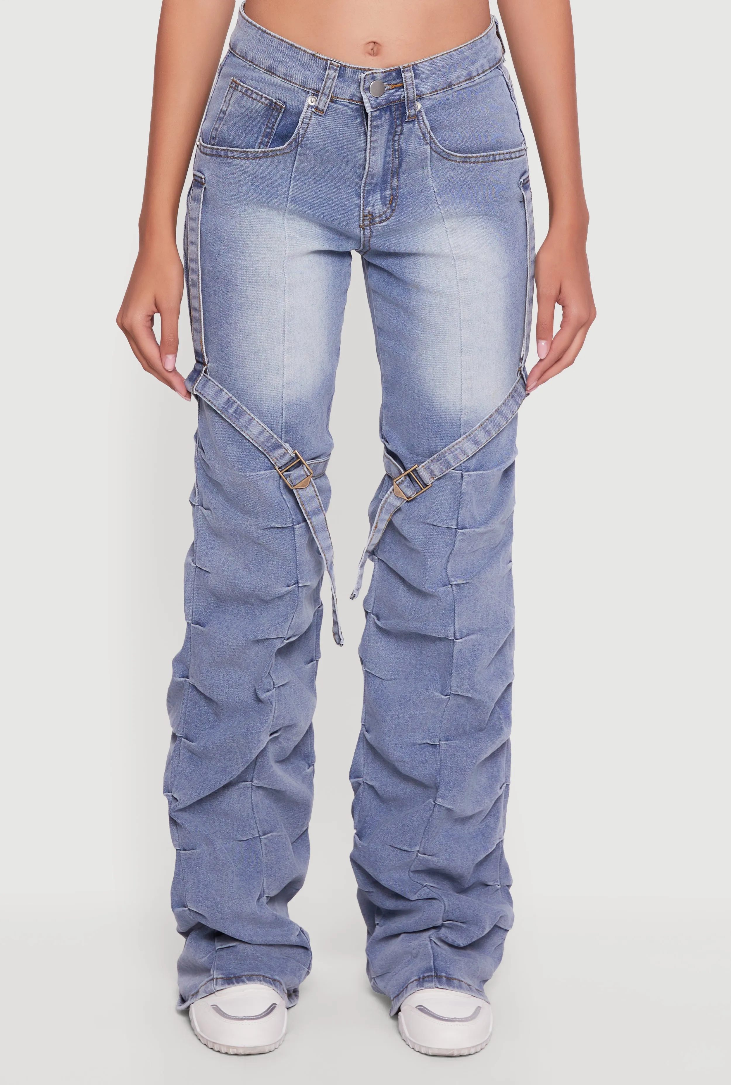 Thigh Strap Stacked Straight Leg Jeans sold by Rainbow product image thumbnail 5