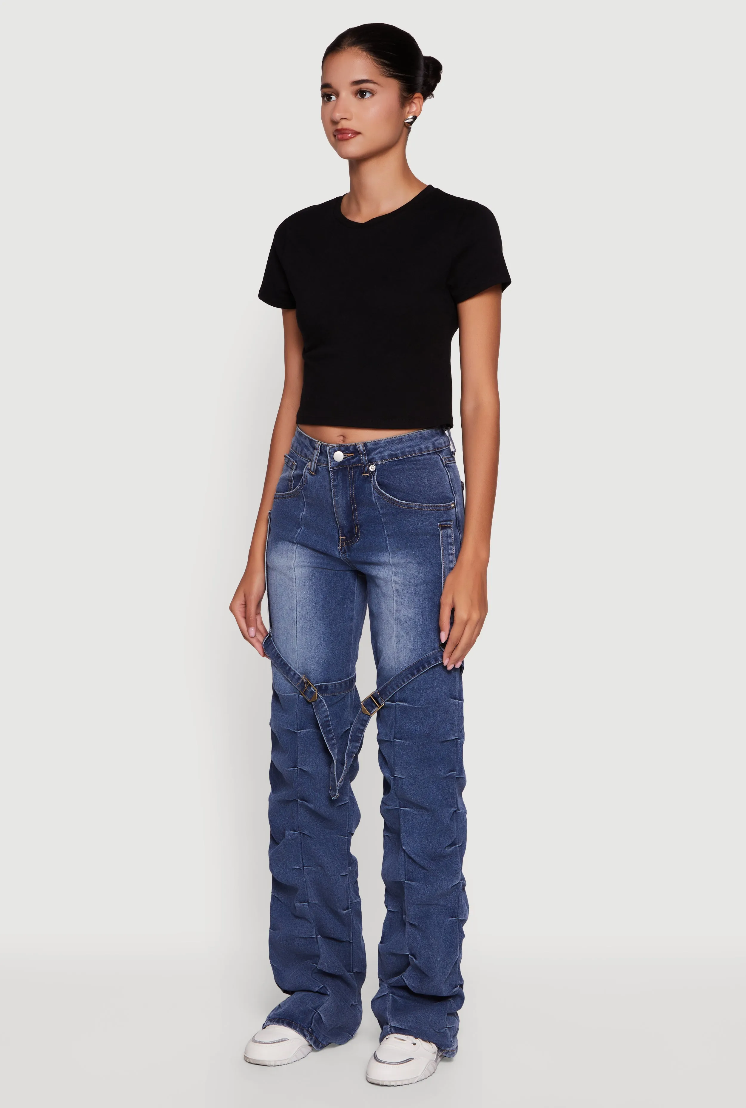 Thigh Strap Stacked Straight Leg Jeans sold by Rainbow product image thumbnail 3