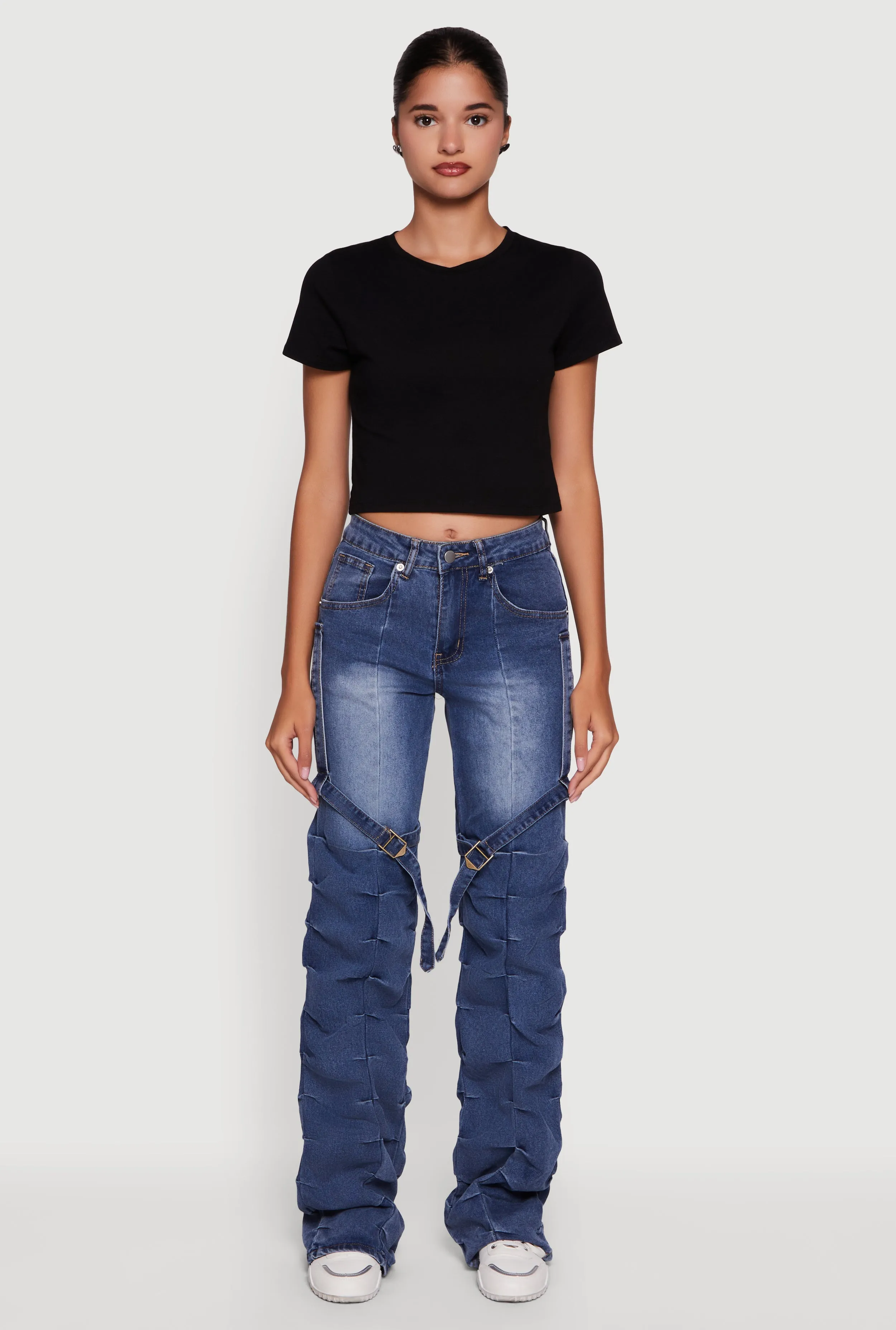 Thigh Strap Stacked Straight Leg Jeans sold by Rainbow product image thumbnail 2