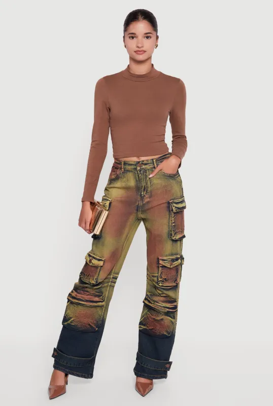 Heat Map Ombre Wide Leg Cargo Jeans sold by Rainbow