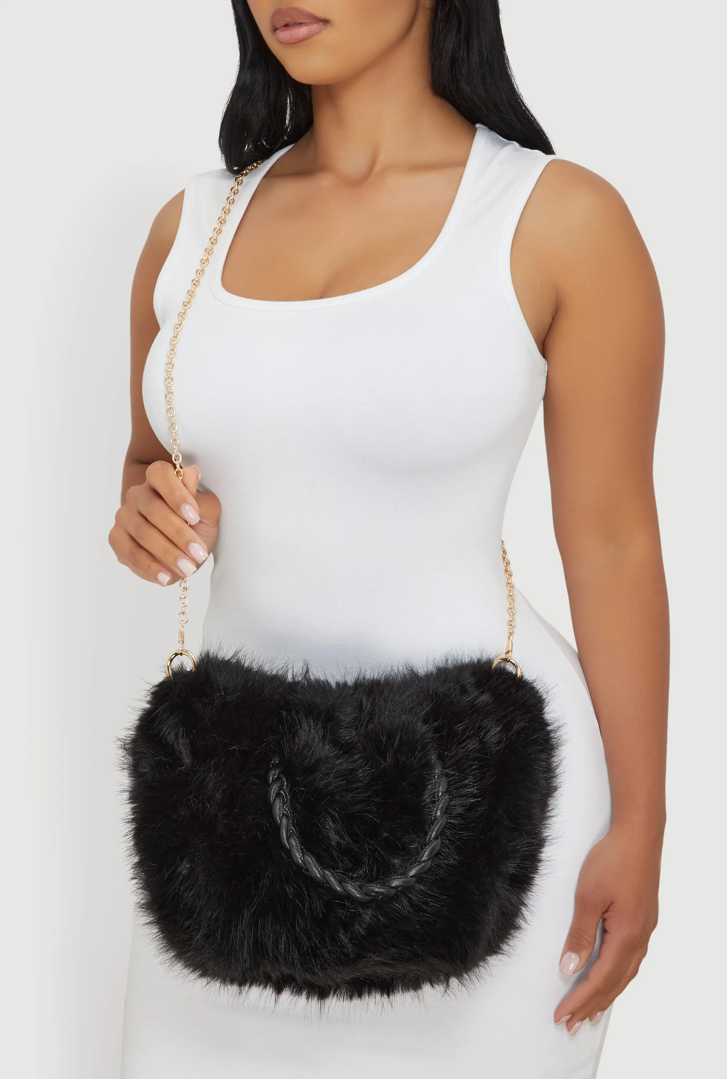 Faux Fur Chain Strap Crossbody Bag sold by Rainbow product image thumbnail 3