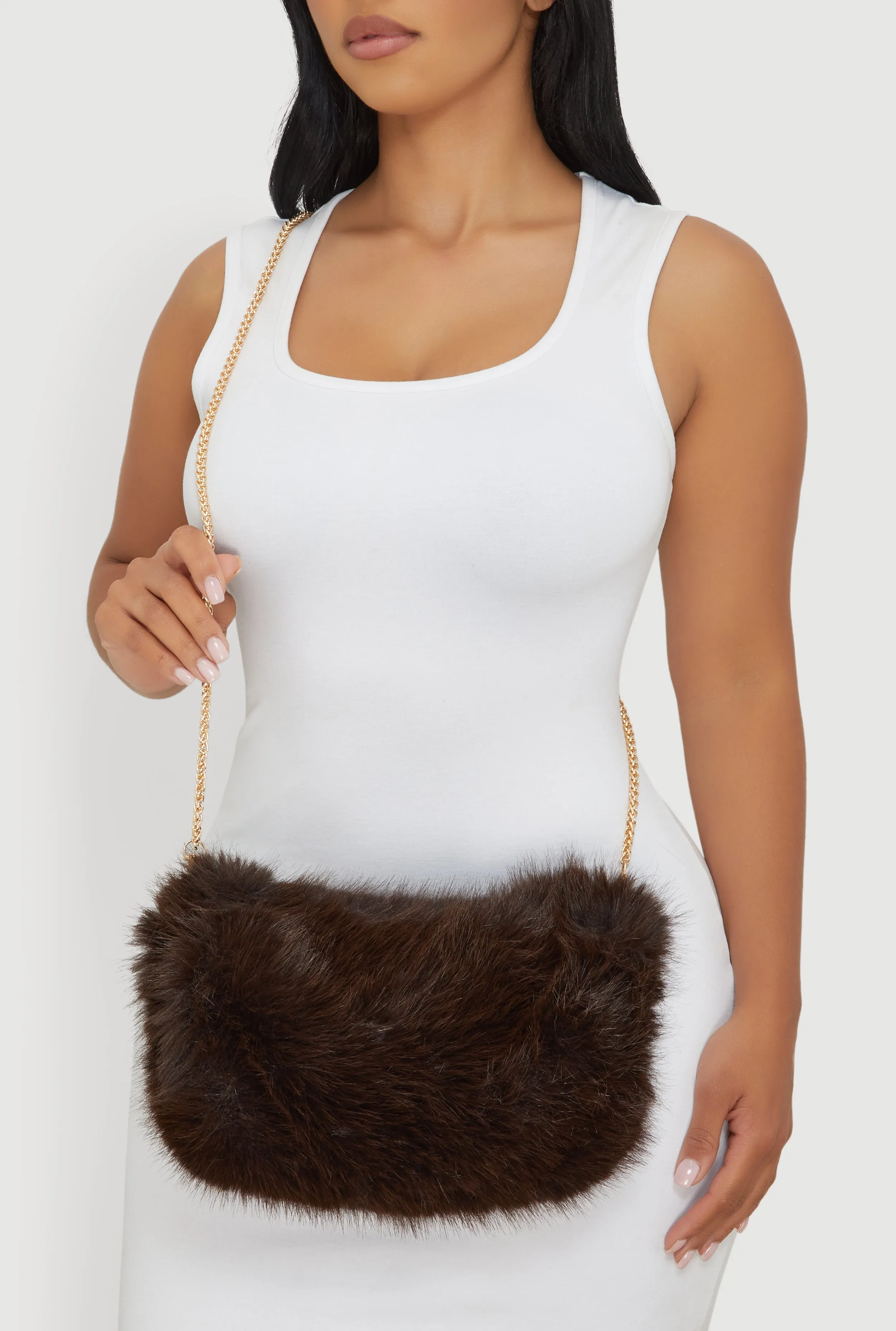 Faux Fur Chain Strap Muff Crossbody Bag sold by Rainbow product image thumbnail 2