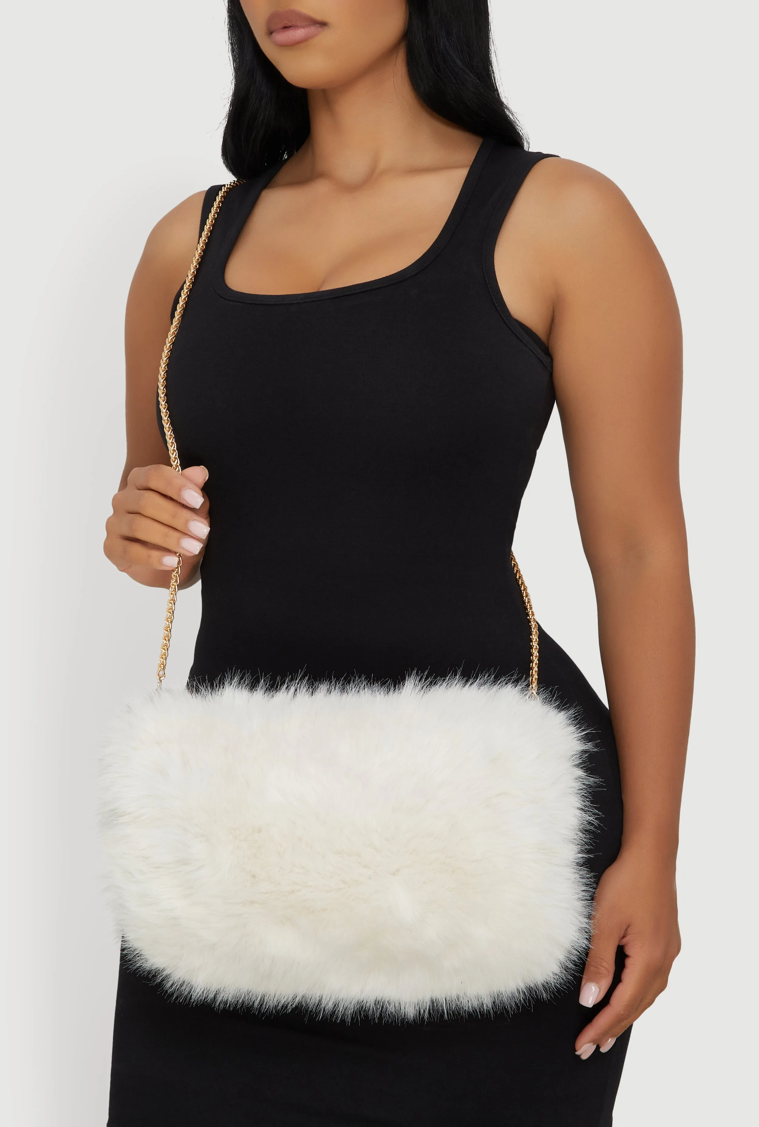 Faux Fur Chain Strap Muff Crossbody Bag sold by Rainbow product image thumbnail 2