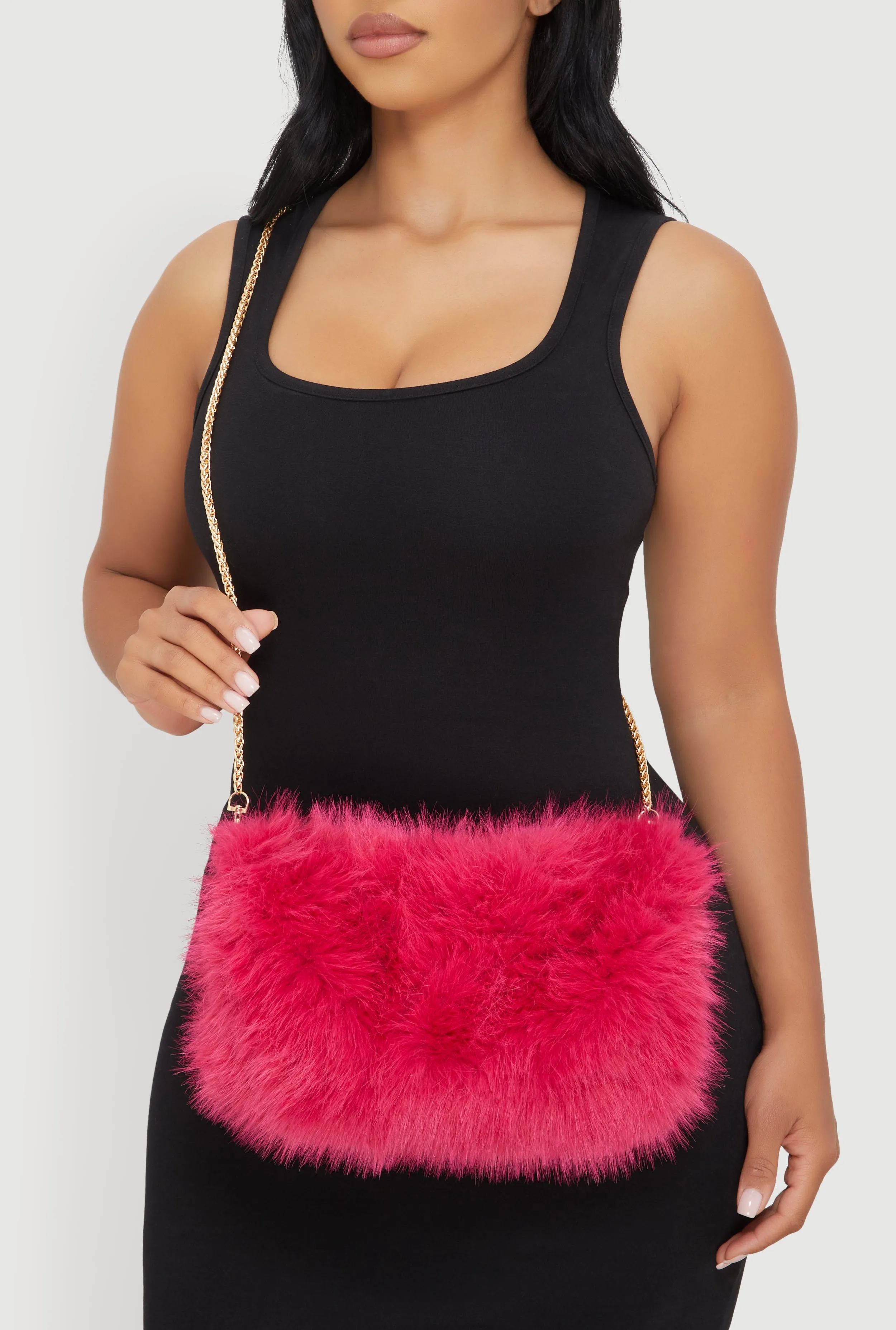 Faux Fur Chain Strap Muff Crossbody Bag sold by Rainbow product image thumbnail 2