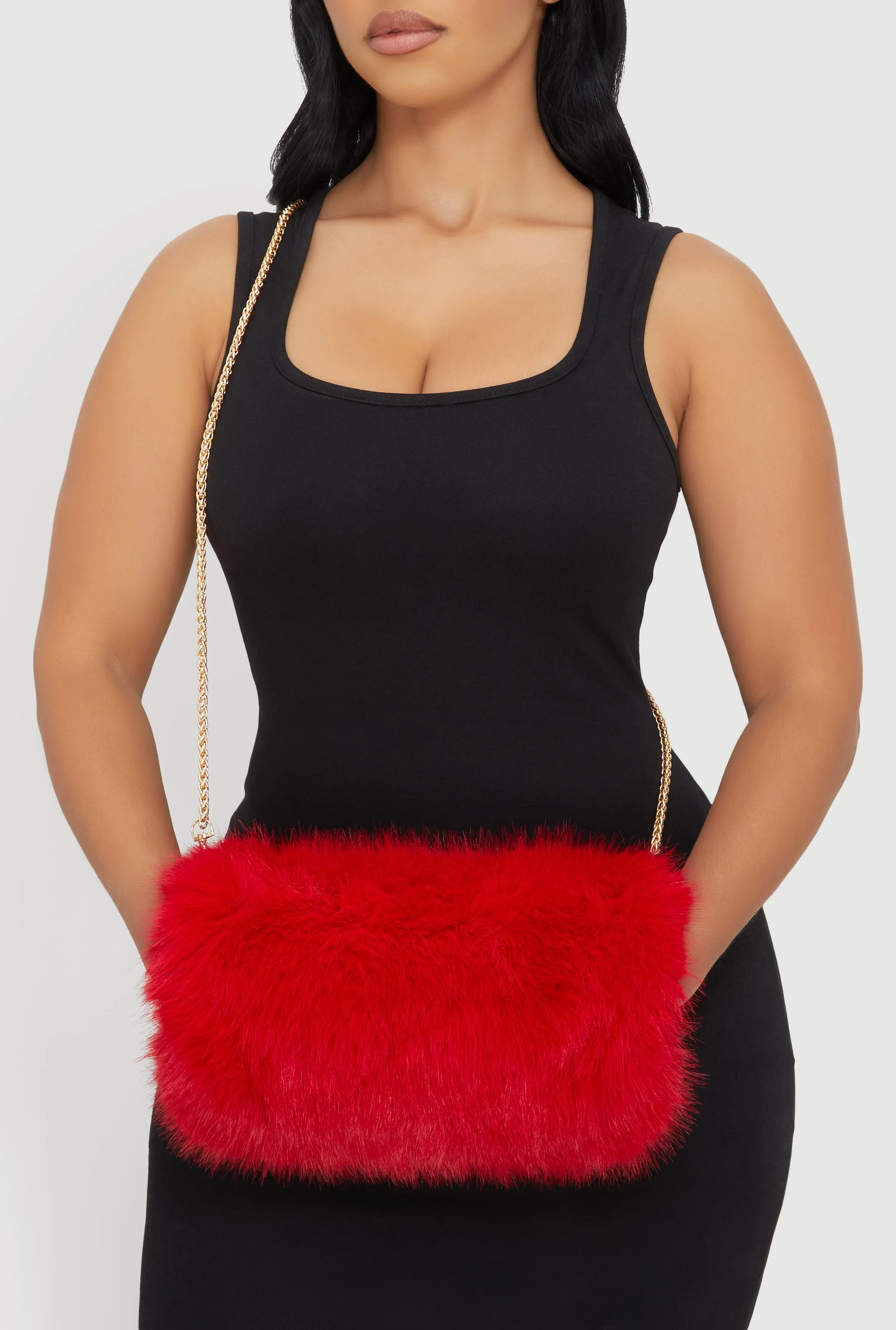 Faux Fur Chain Strap Muff Crossbody Bag sold by Rainbow product image thumbnail 3