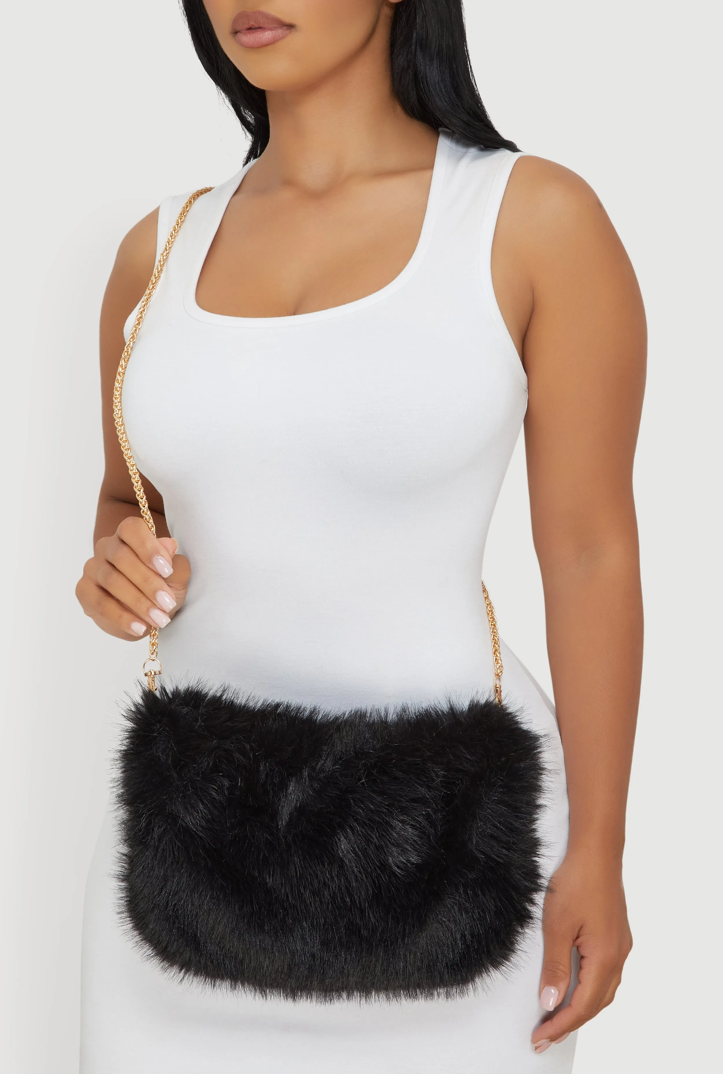 Faux Fur Chain Strap Muff Crossbody Bag sold by Rainbow product image thumbnail 2