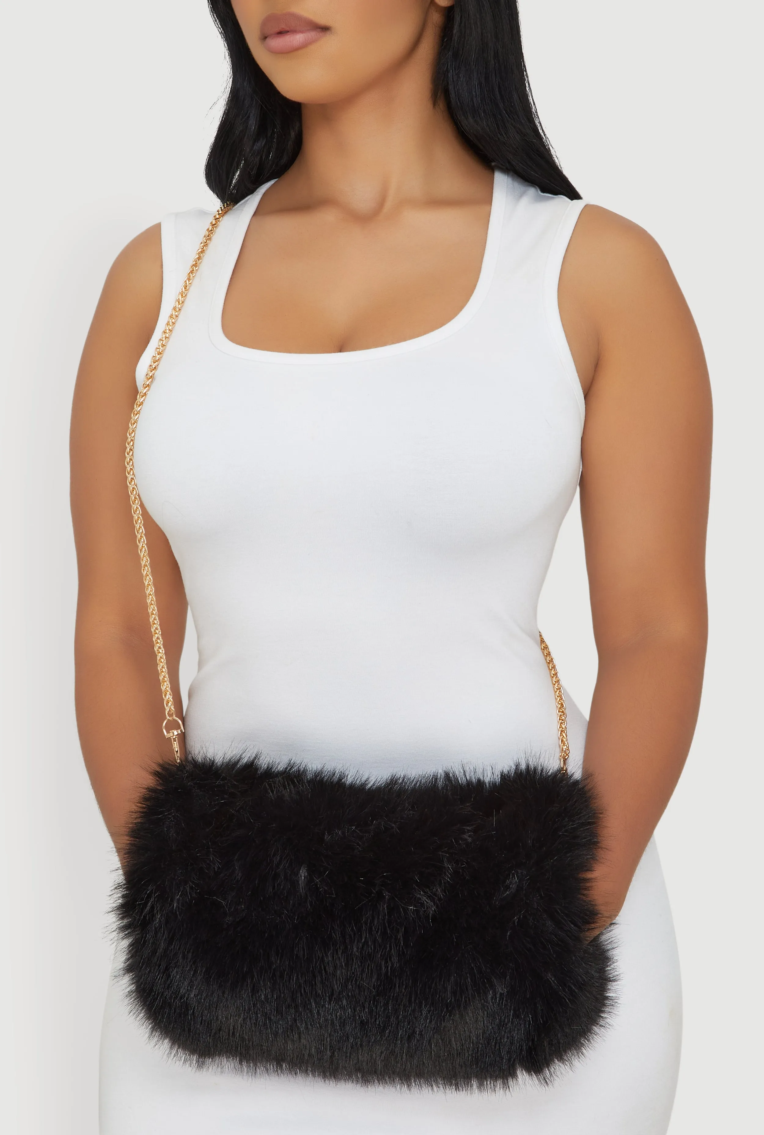 Faux Fur Chain Strap Muff Crossbody Bag sold by Rainbow product image thumbnail 3