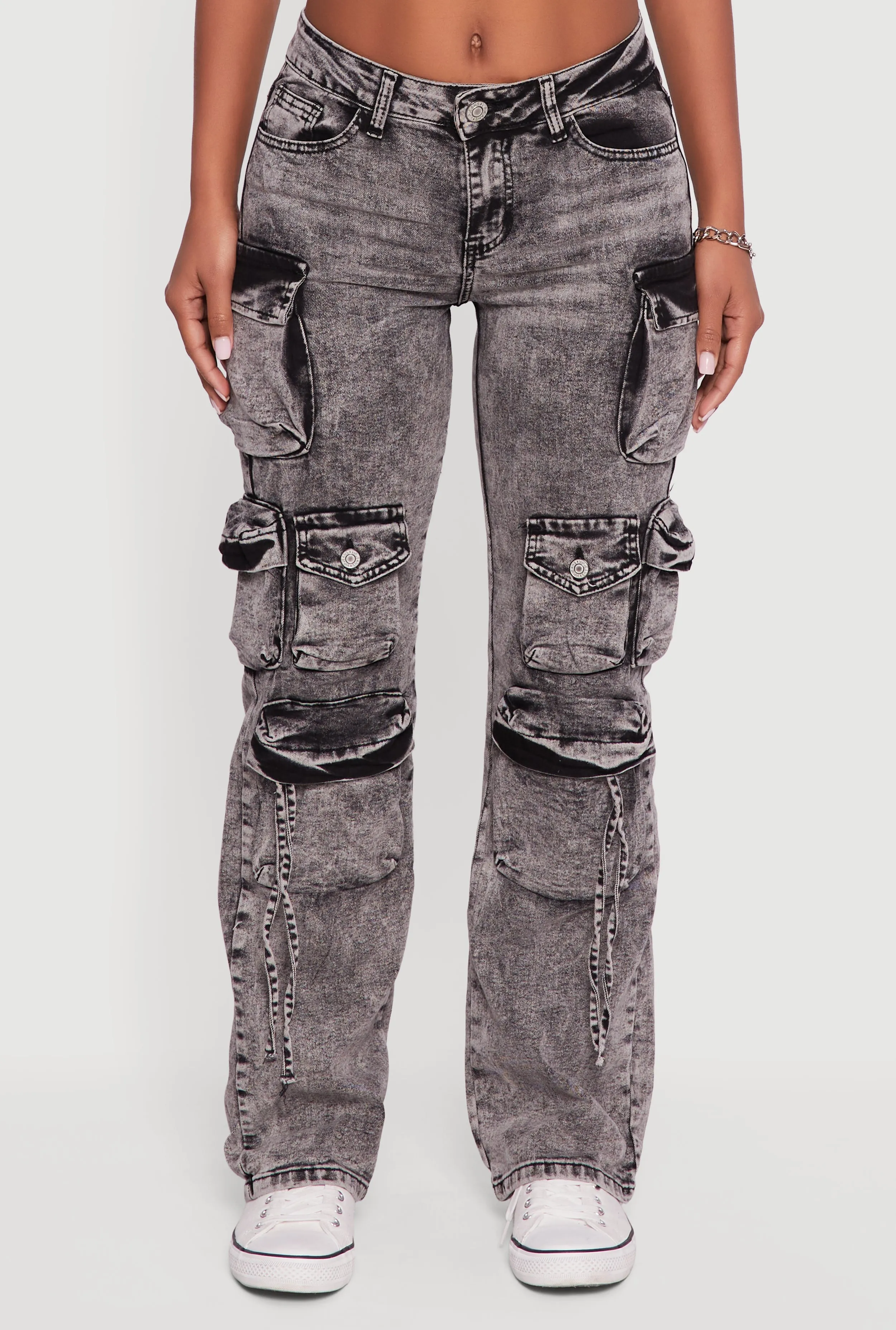 Slim-Leg Acid Wash Cargo Jeans sold by Rainbow product image thumbnail 5