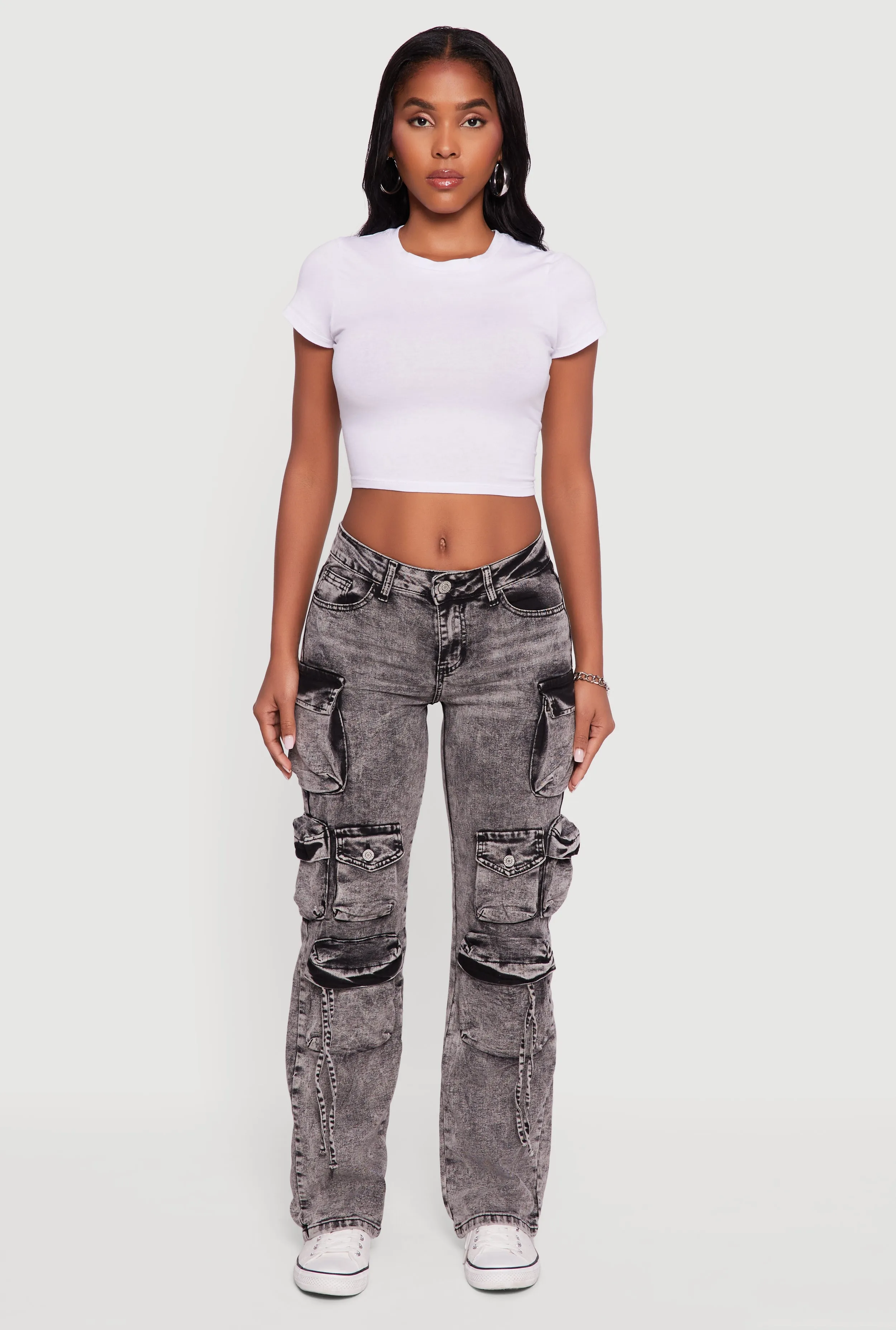 Slim-Leg Acid Wash Cargo Jeans sold by Rainbow product image thumbnail 2