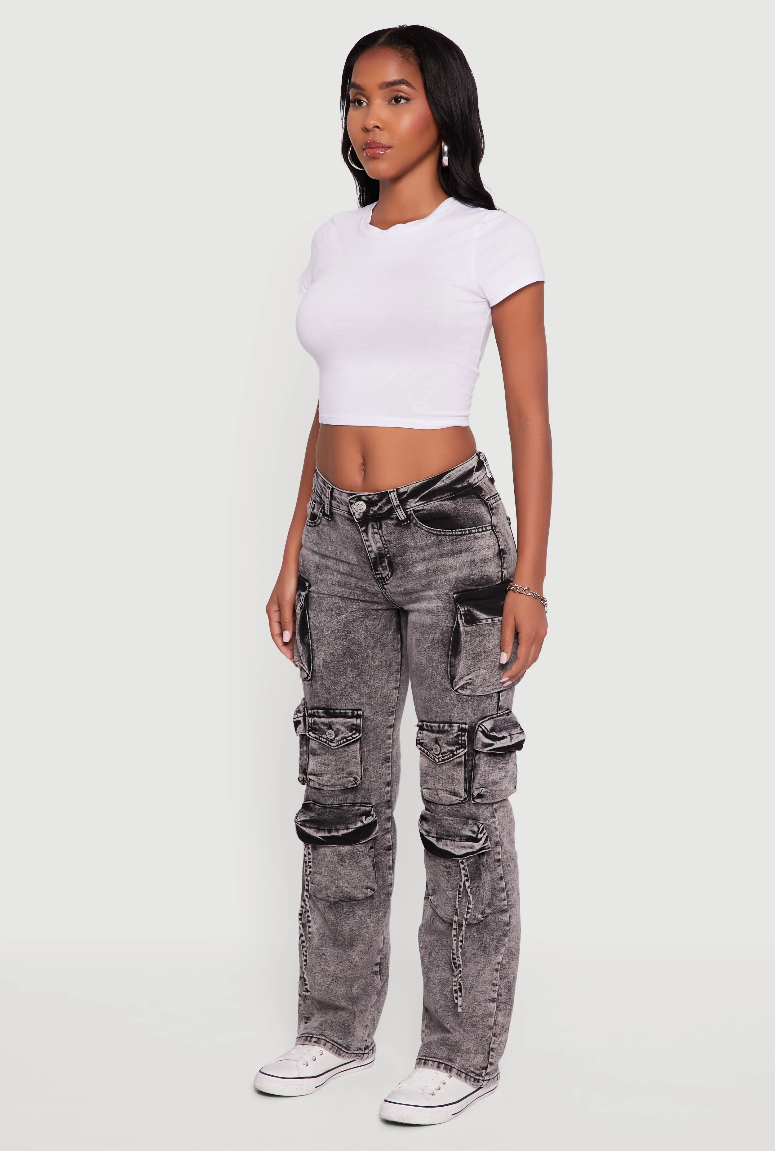 Slim-Leg Acid Wash Cargo Jeans sold by Rainbow product image thumbnail 3