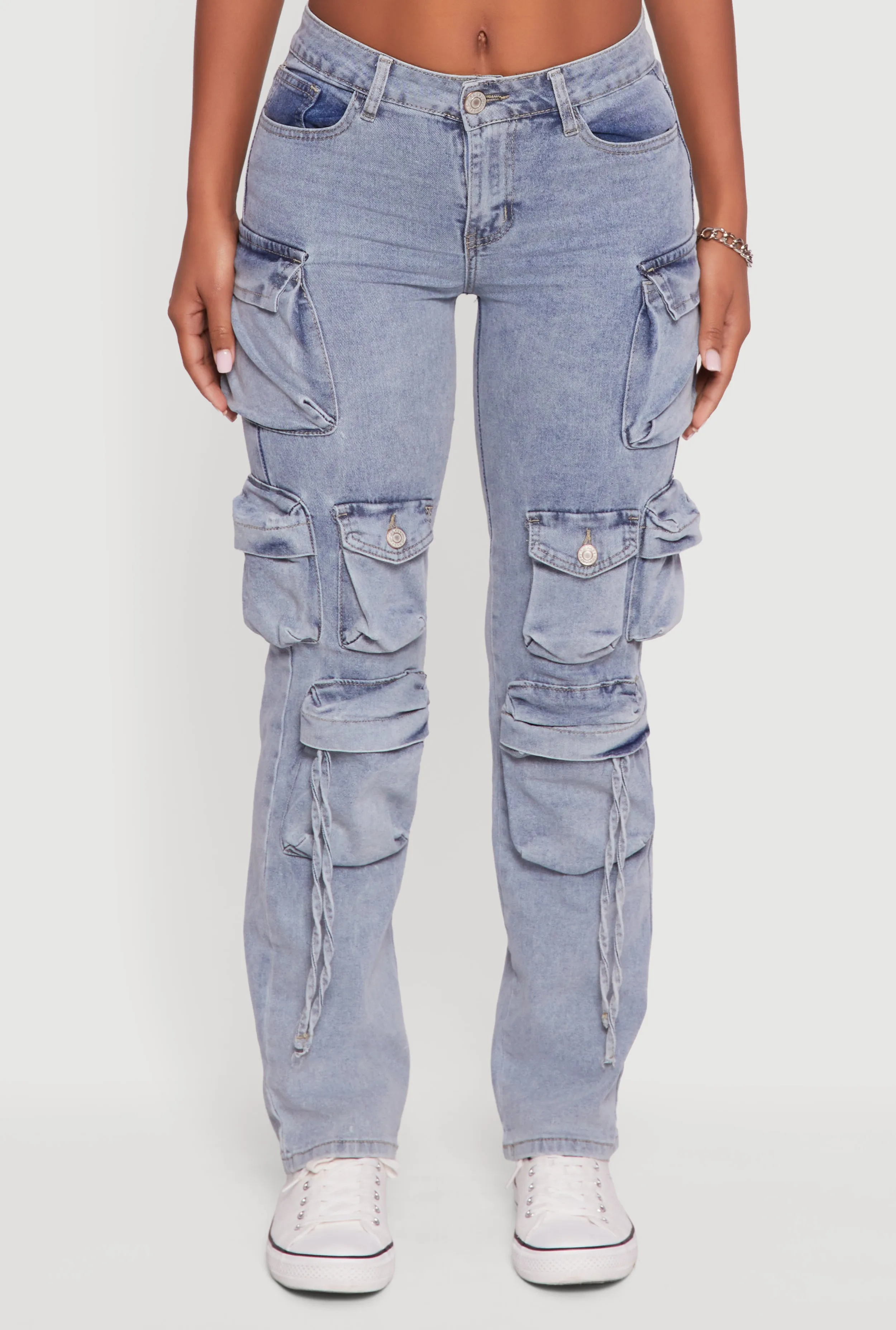 Acid Wash Straight-Leg Cargo Jeans sold by Rainbow product image thumbnail 5