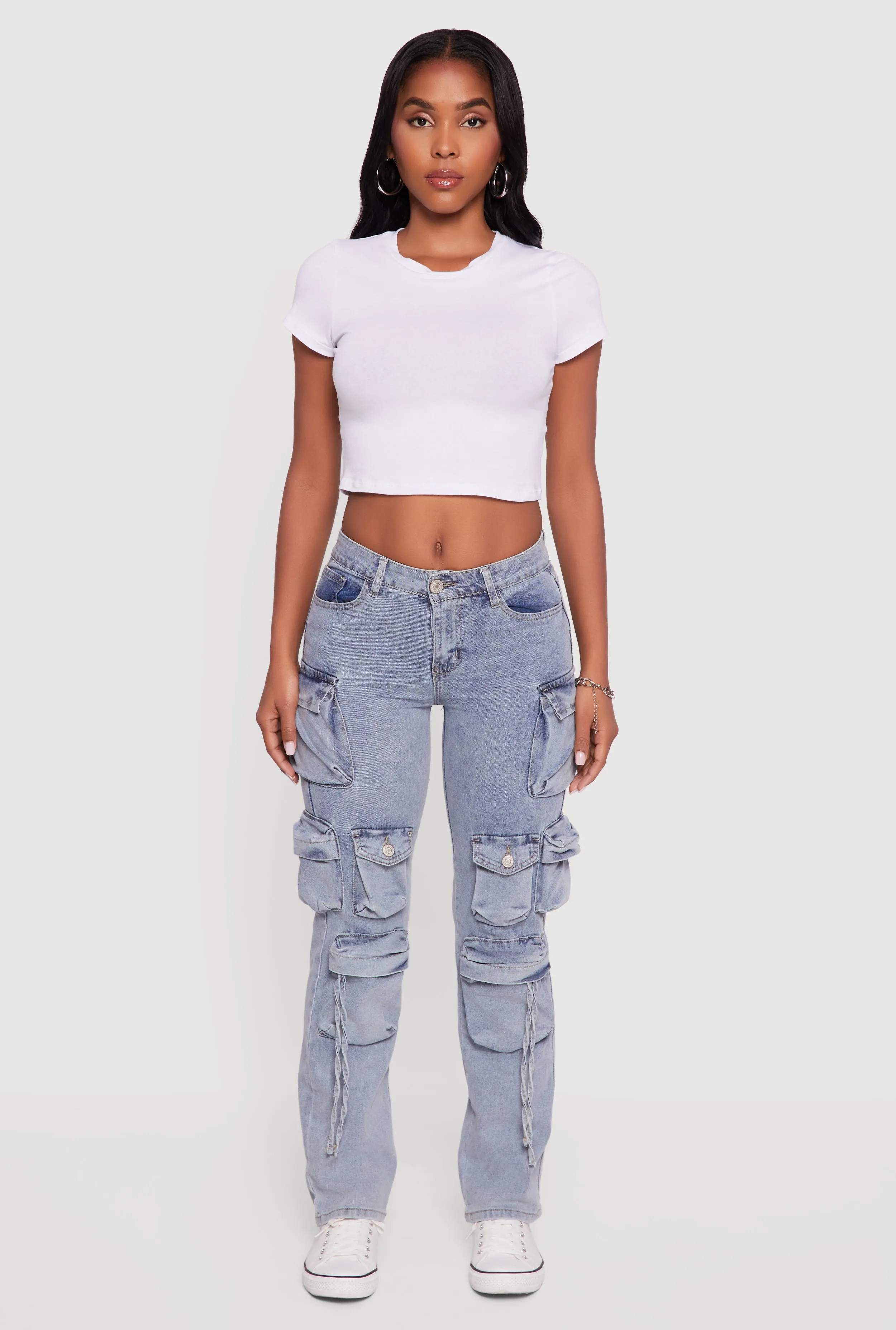 Acid Wash Straight-Leg Cargo Jeans sold by Rainbow product image thumbnail 2