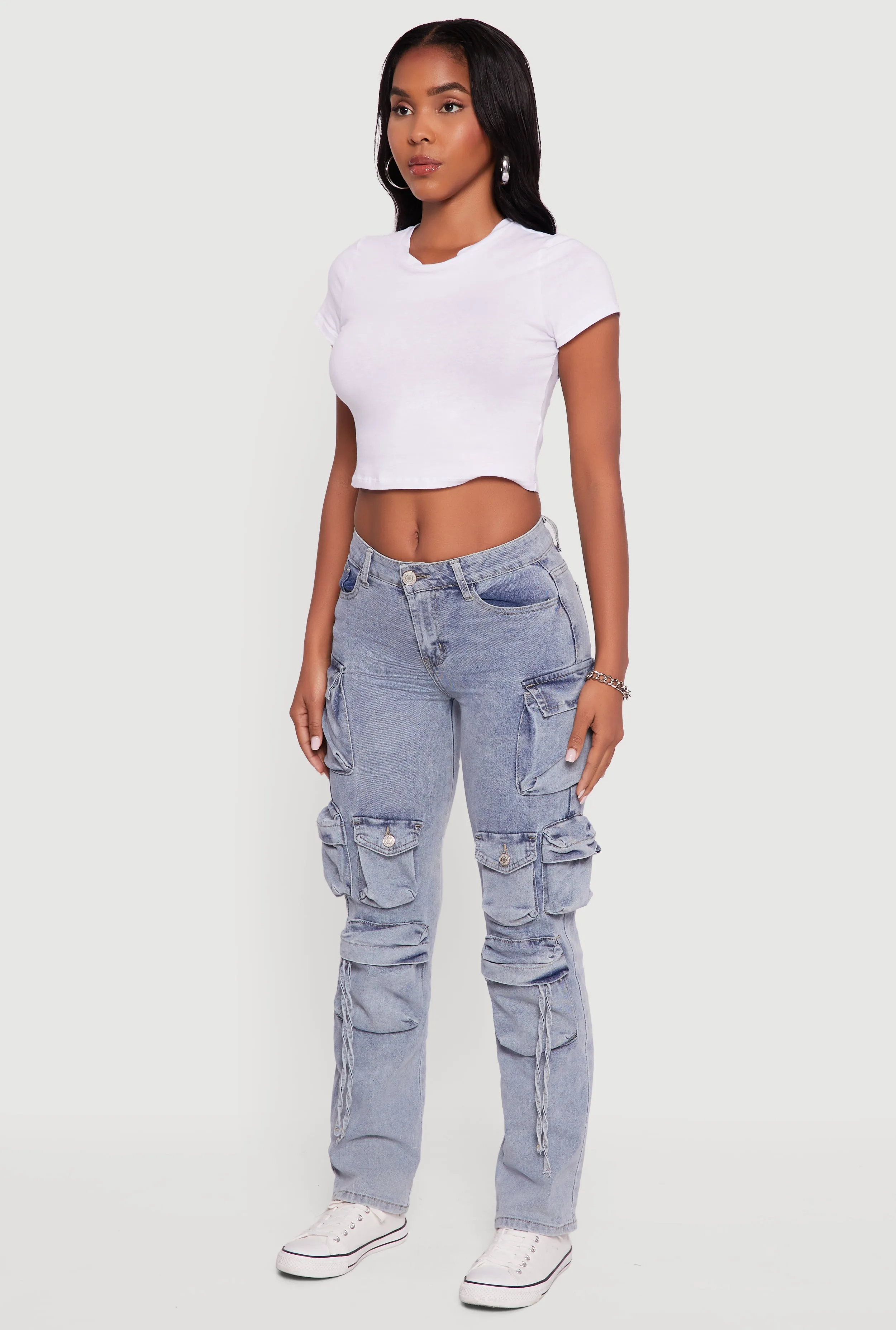 Acid Wash Straight-Leg Cargo Jeans sold by Rainbow product image thumbnail 3