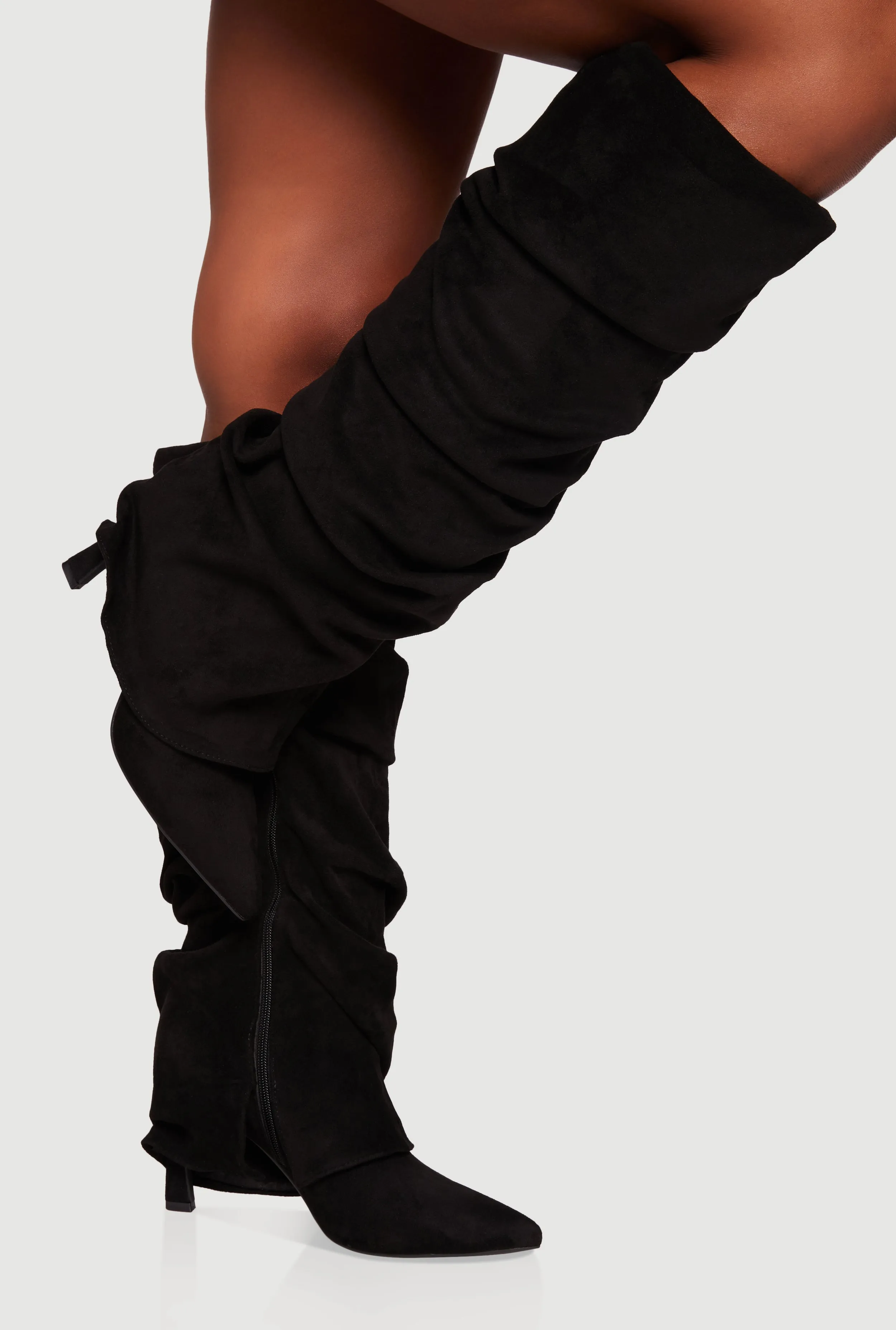 Fold Over Knee High Pointy Toe Slouch Boots sold by Rainbow