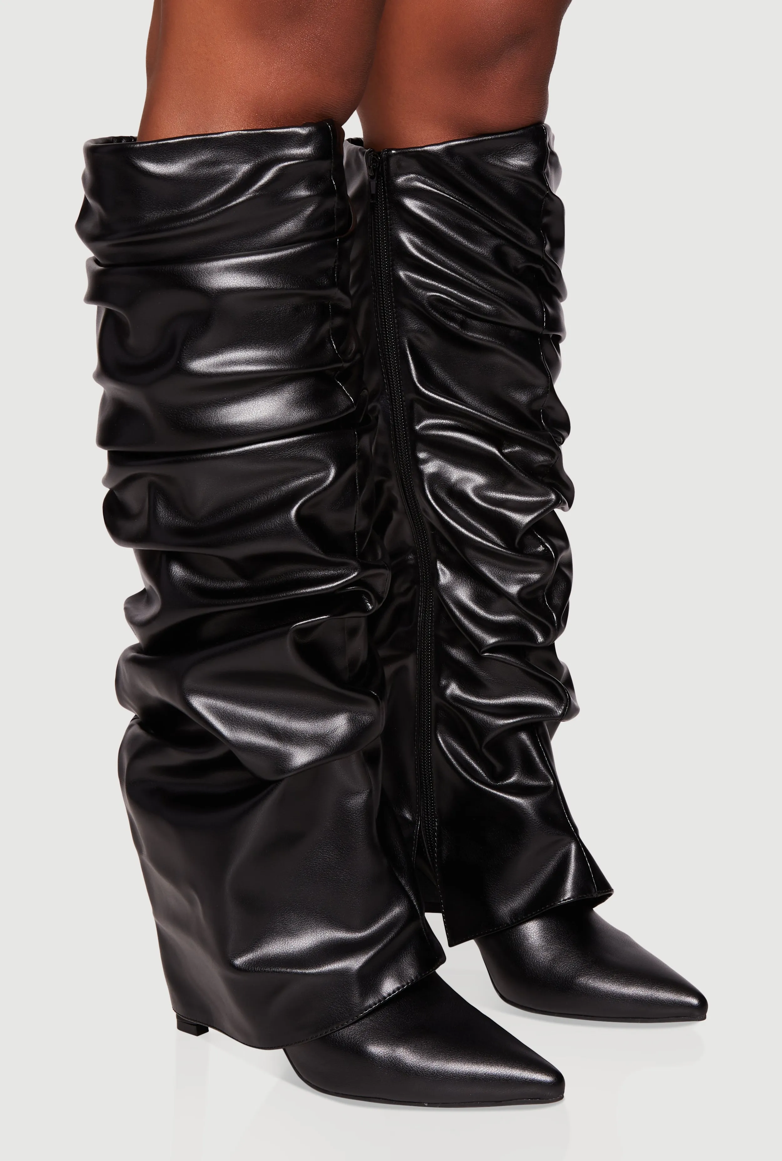 Fold Over Knee High Pointy Toe Slouch Boots sold by Rainbow product image thumbnail 2