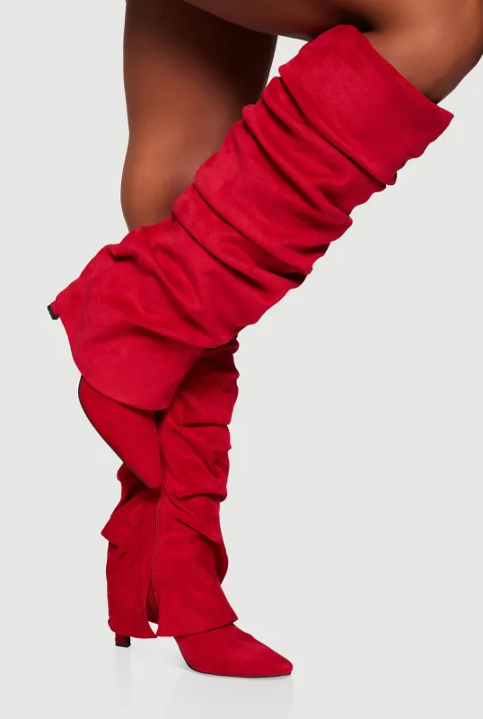 Fold Over Knee High Pointy Toe Slouch Boots sold by Rainbow