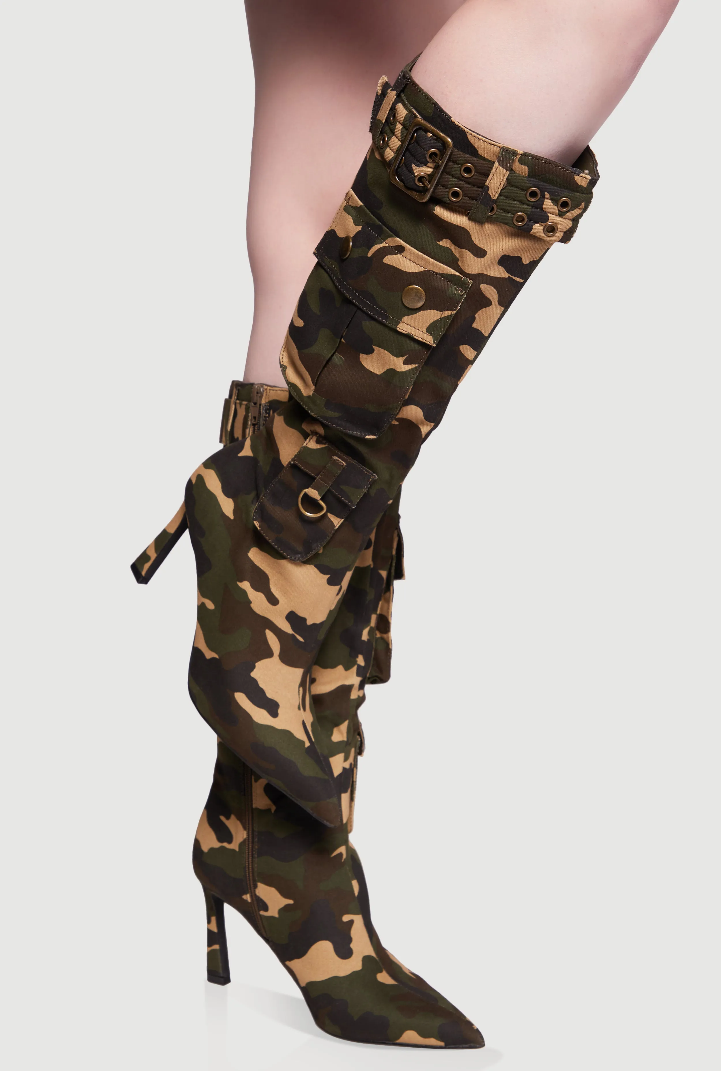 Stiletto Buckle Cargo Mid Calf Boots sold by Rainbow