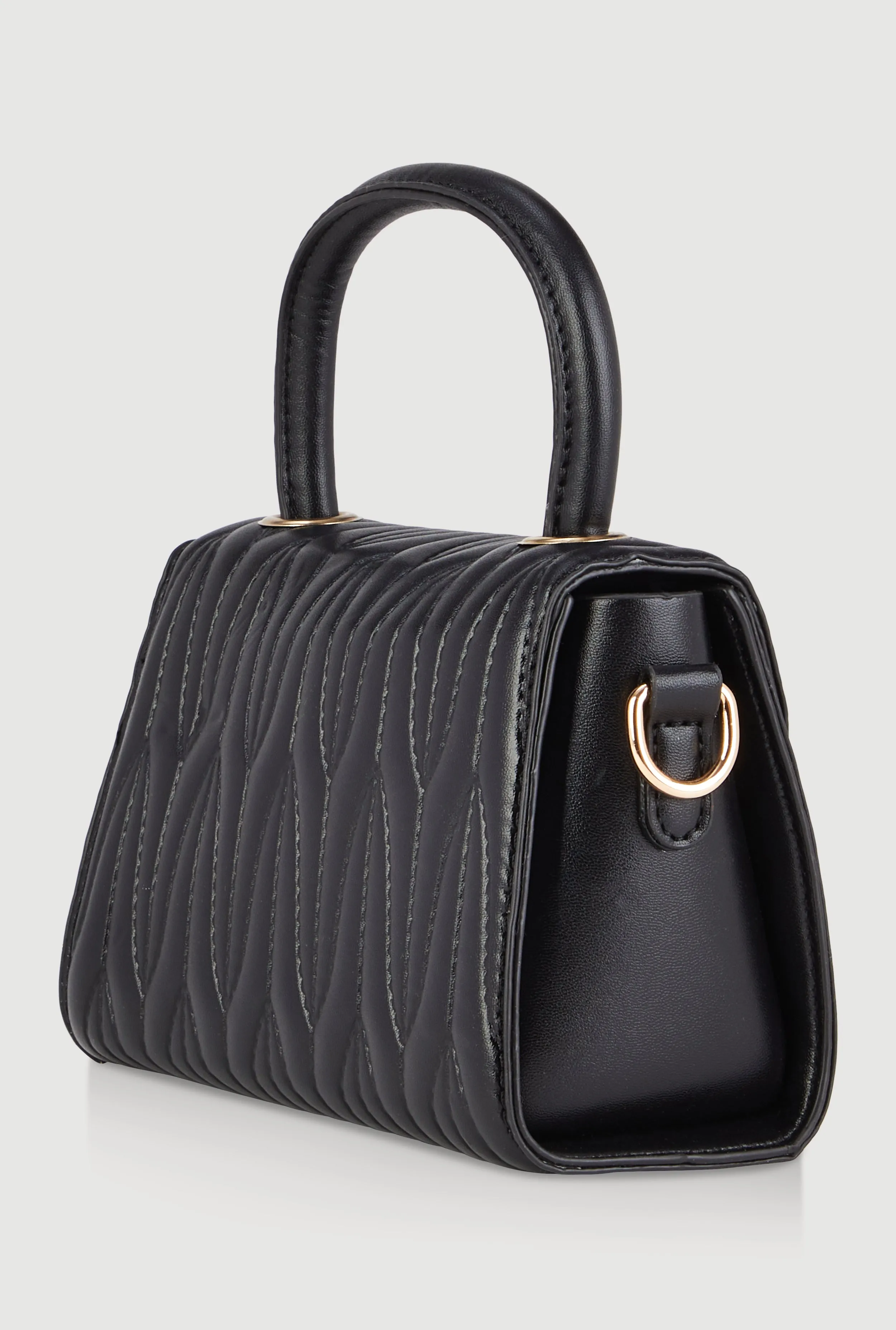 Faux Leather Quilted Top Handle Crossbody Bag sold by Rainbow product image thumbnail 5