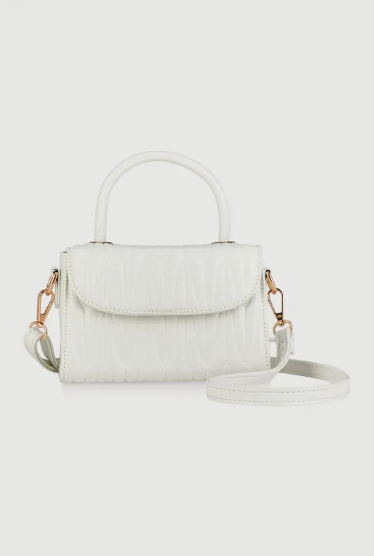 Faux Leather Quilted Top Handle Crossbody Bag sold by Rainbow