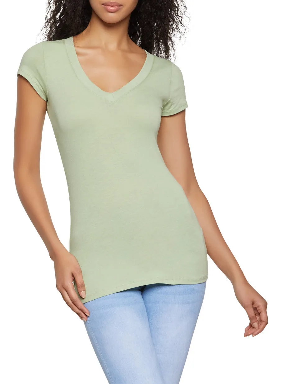 Classic Short Sleeve V-Neck Tee sold by Rainbow