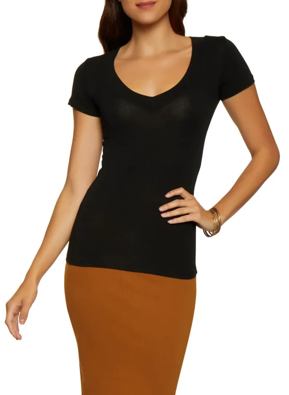 Faye V-Neck Short Sleeve Tee sold by Rainbow