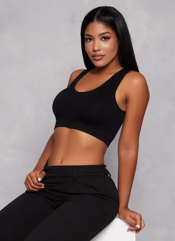 Seamless Ribbed V-Neck Cropped Tank Top sold by Rainbow