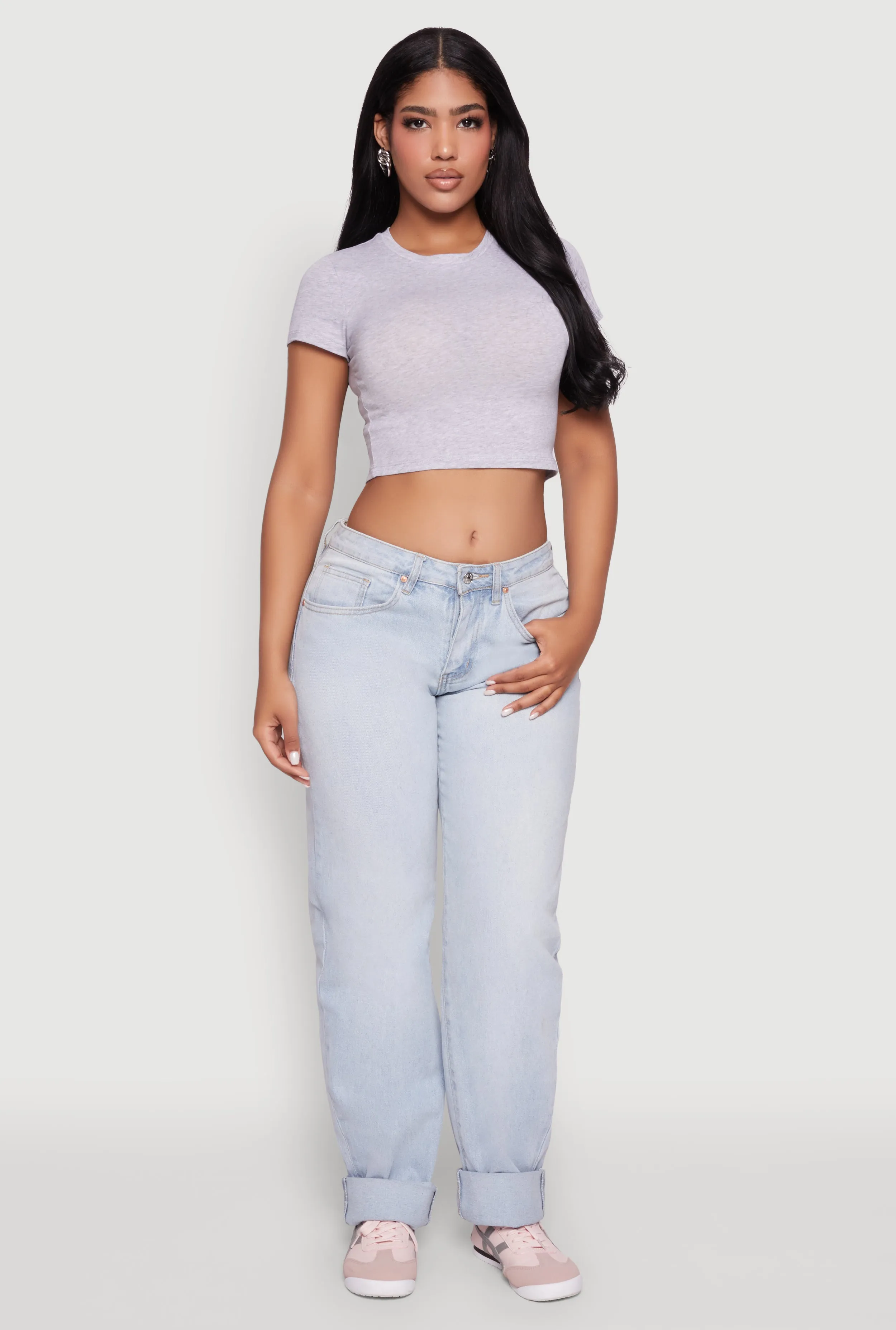 Crew Neck Short Sleeve Cropped Tee sold by Rainbow product image thumbnail 2