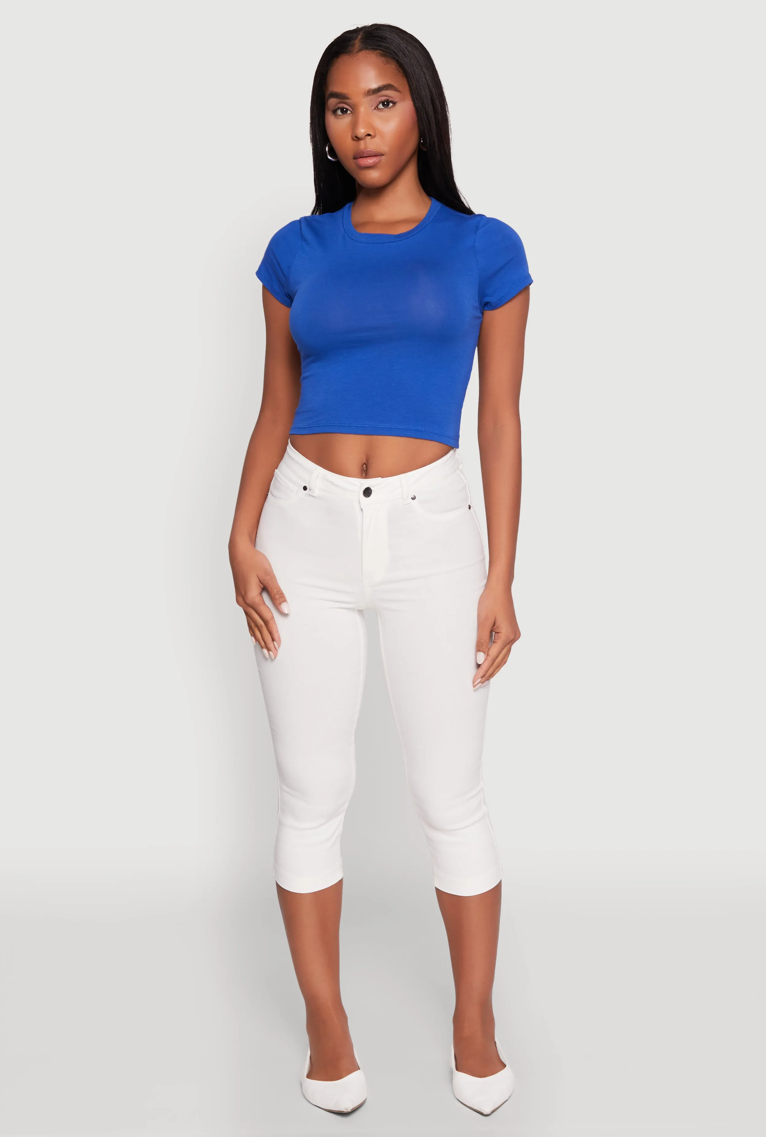 Crew Neck Short Sleeve Cropped Tee sold by Rainbow