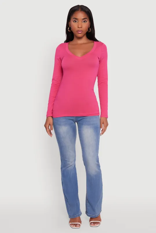 Nylah V-Neck Long Sleeve Tee sold by Rainbow