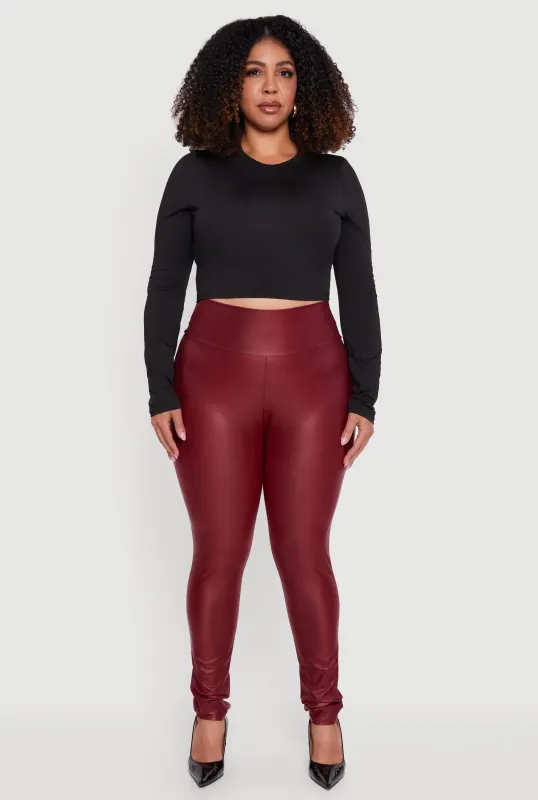 Plus Size Leather Look High Waisted Leggings sold by Rainbow