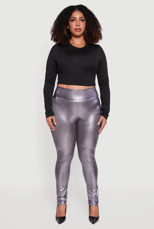 Plus Size Leather Look High Waisted Leggings sold by Rainbow
