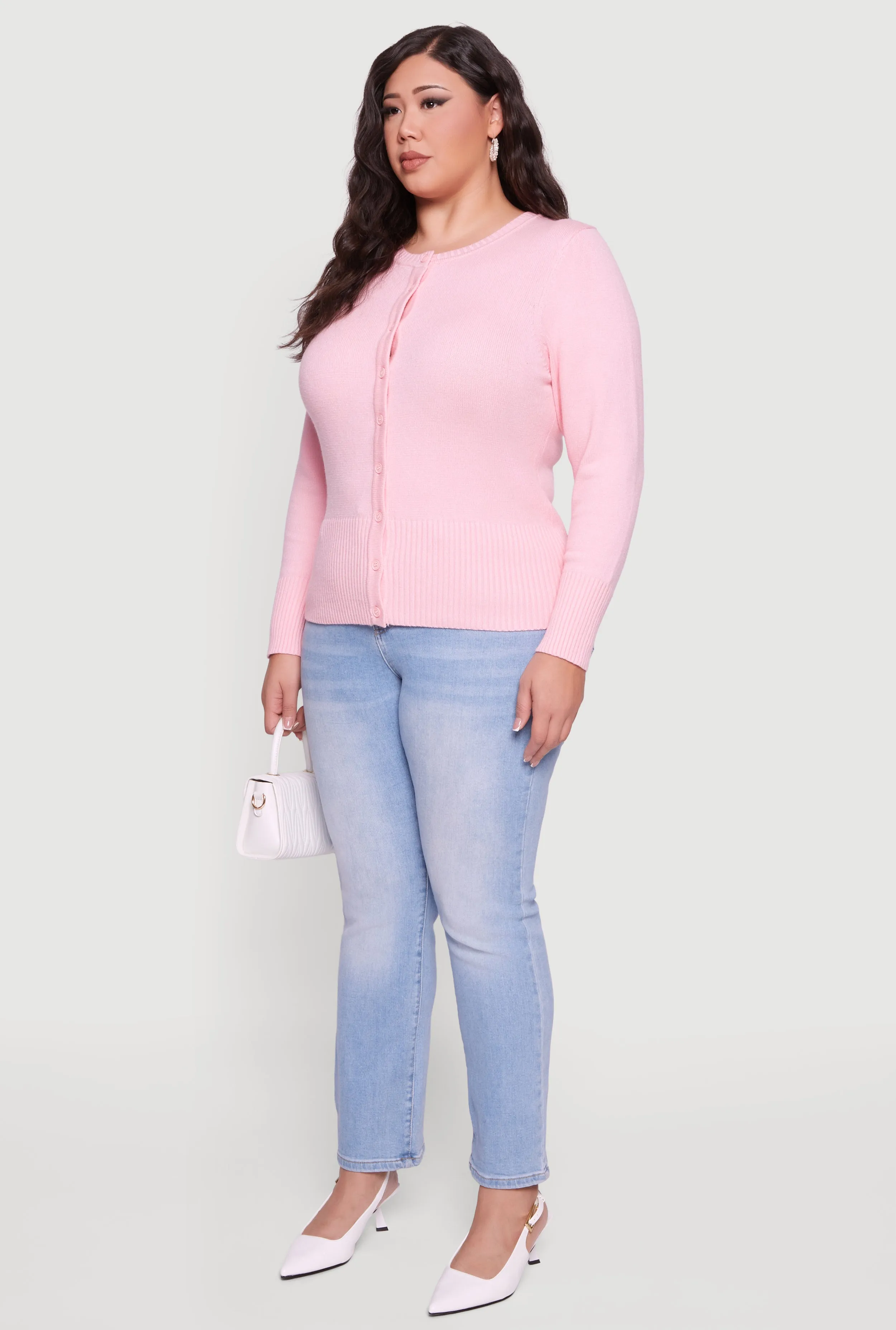 Plus Size Button Front Long Sleeve Cardigan sold by Rainbow product image thumbnail 5