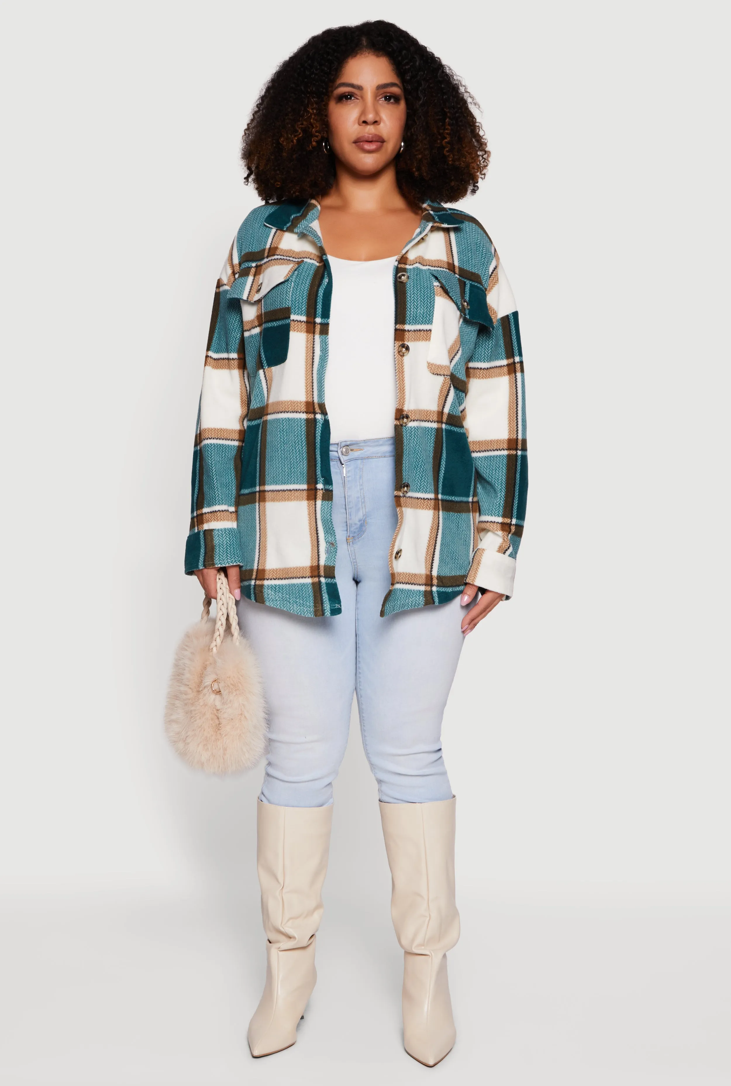 Plus Size Plaid Button Front Shacket sold by Rainbow product image thumbnail 3
