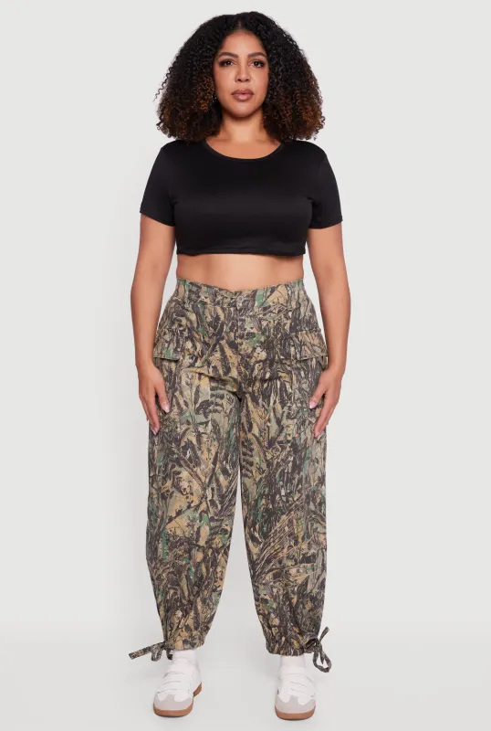 Plus Size Hunter Camo Twill Cargo Joggers sold by Rainbow
