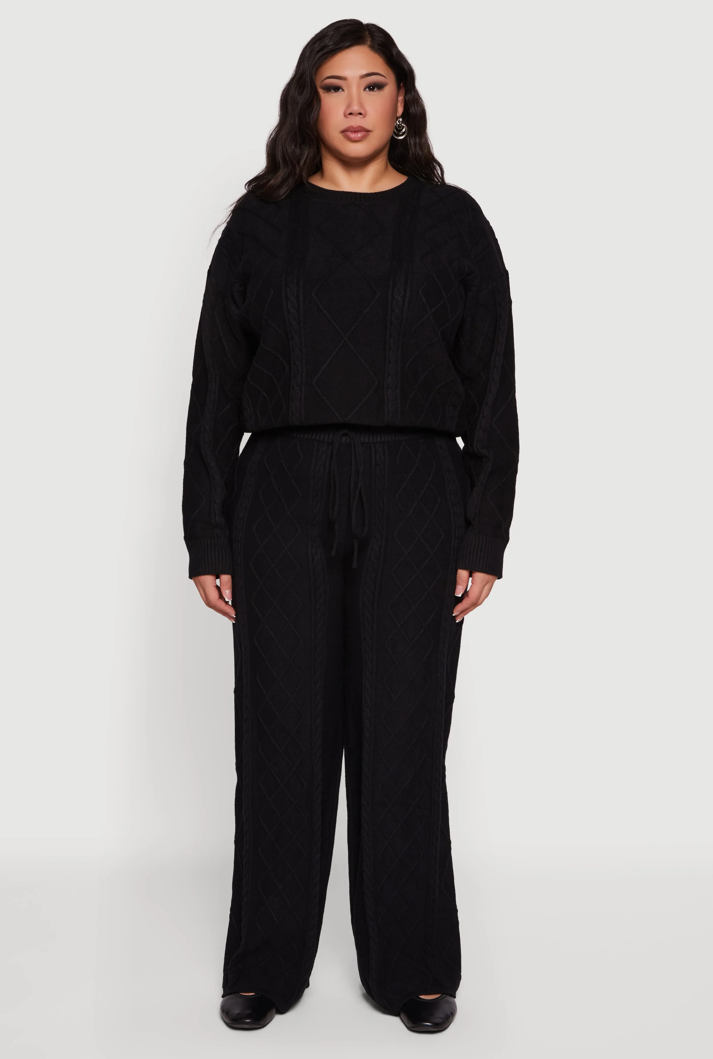 Plus Size Cable Knit Crew Neck Sweater sold by Rainbow product image thumbnail 2