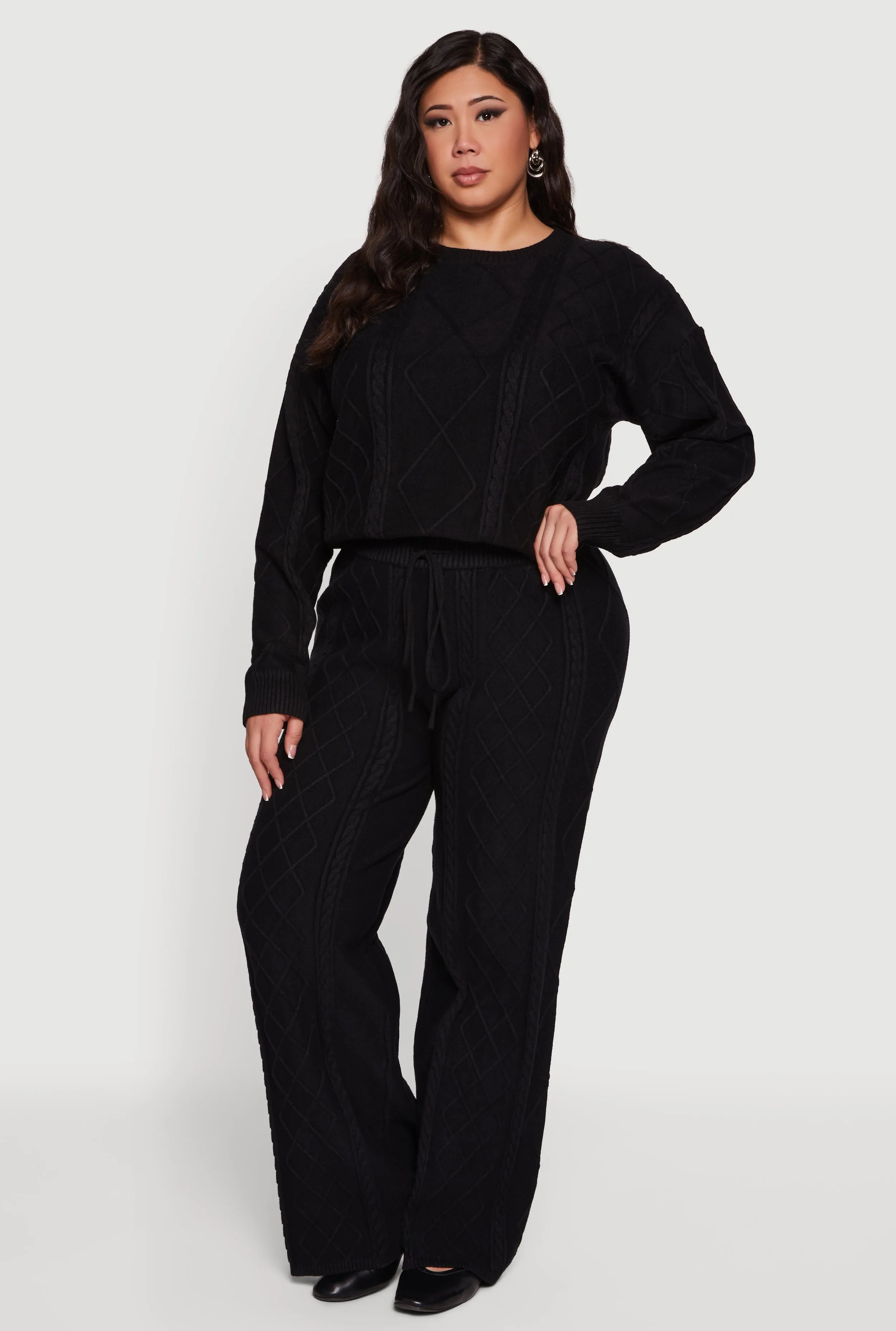 Plus Size Cable Knit Crew Neck Sweater sold by Rainbow product image thumbnail 3