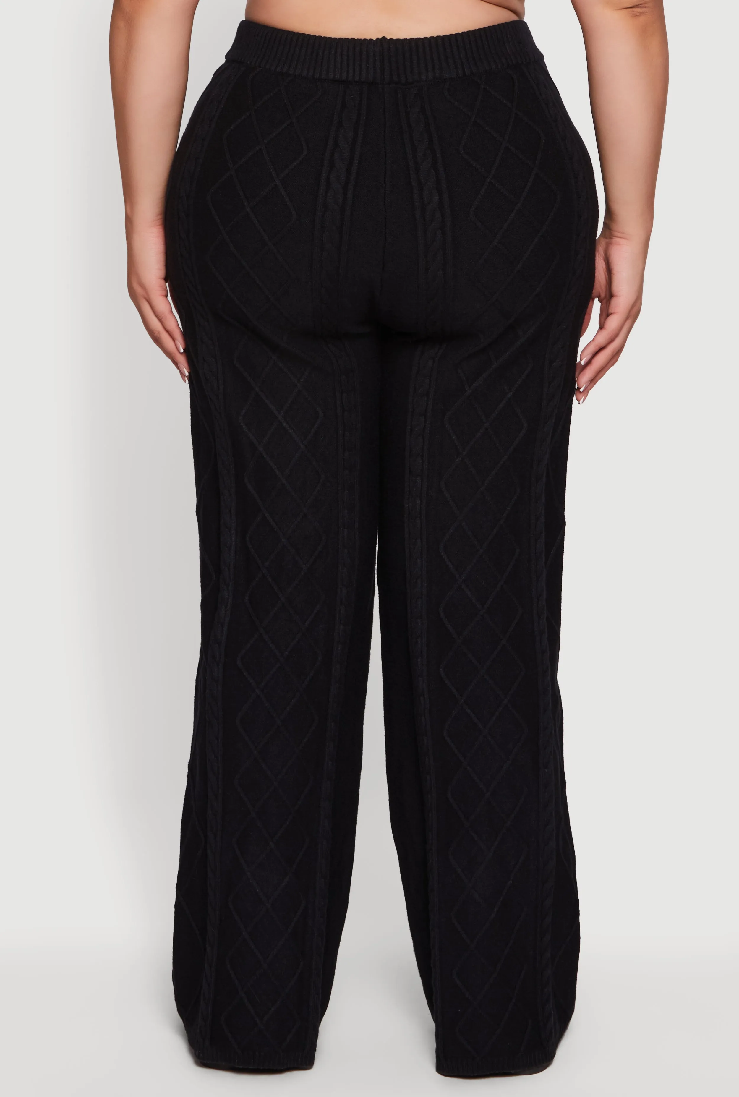 Plus Size Wide Leg Cable Knit Pants sold by Rainbow product image thumbnail 5