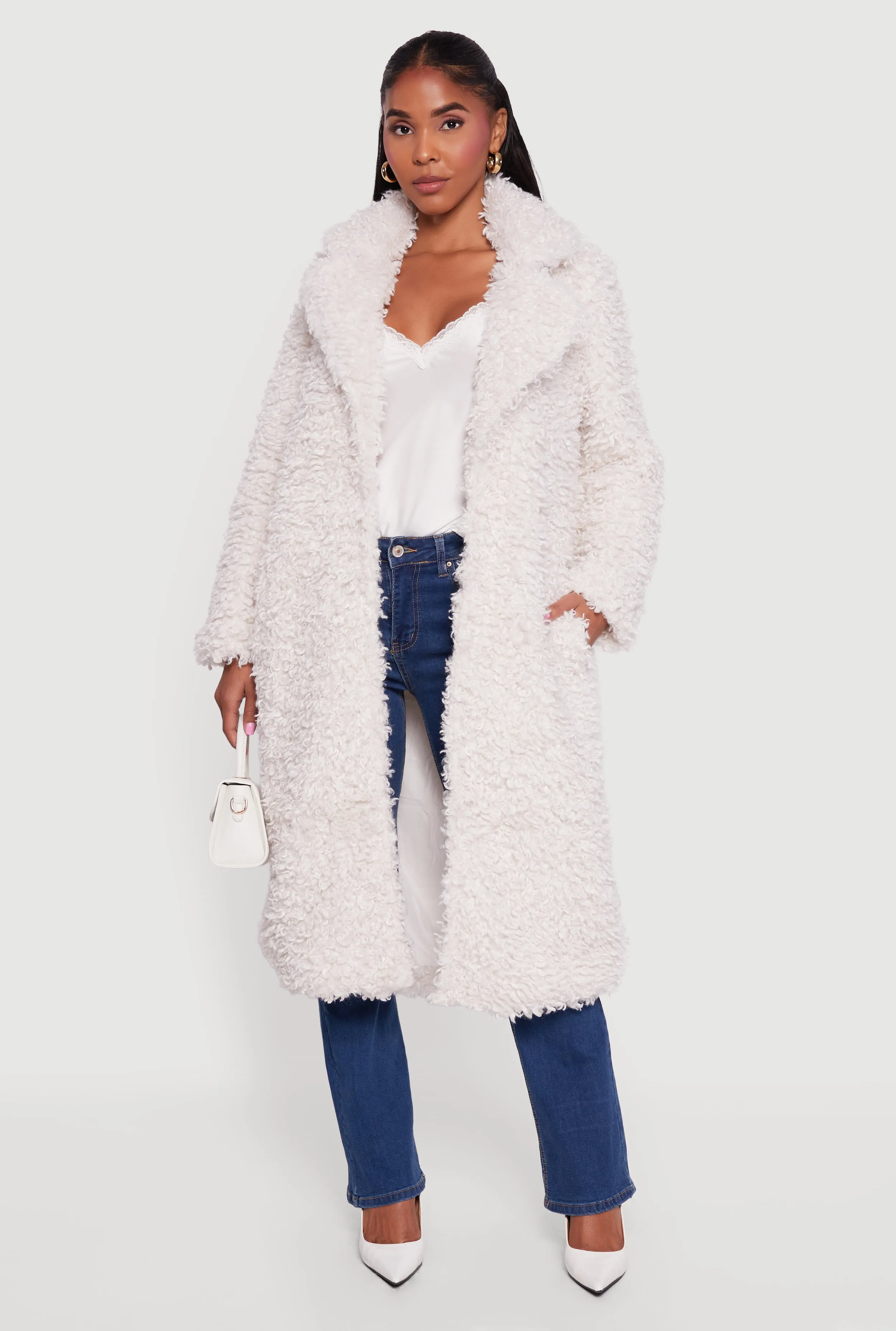 Collared Teddy Coat with Pockets sold by Rainbow