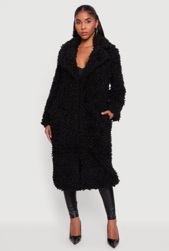 Collared Teddy Coat with Pockets sold by Rainbow