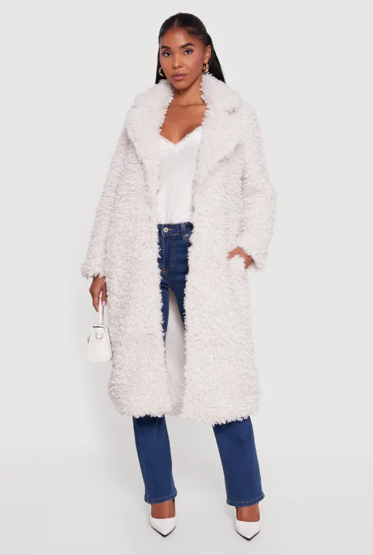 Collared Teddy Coat with Pockets sold by Rainbow