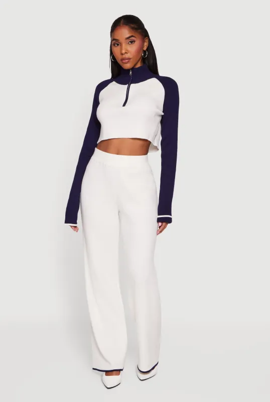 Contrast Trim Straight Leg Pants sold by Rainbow