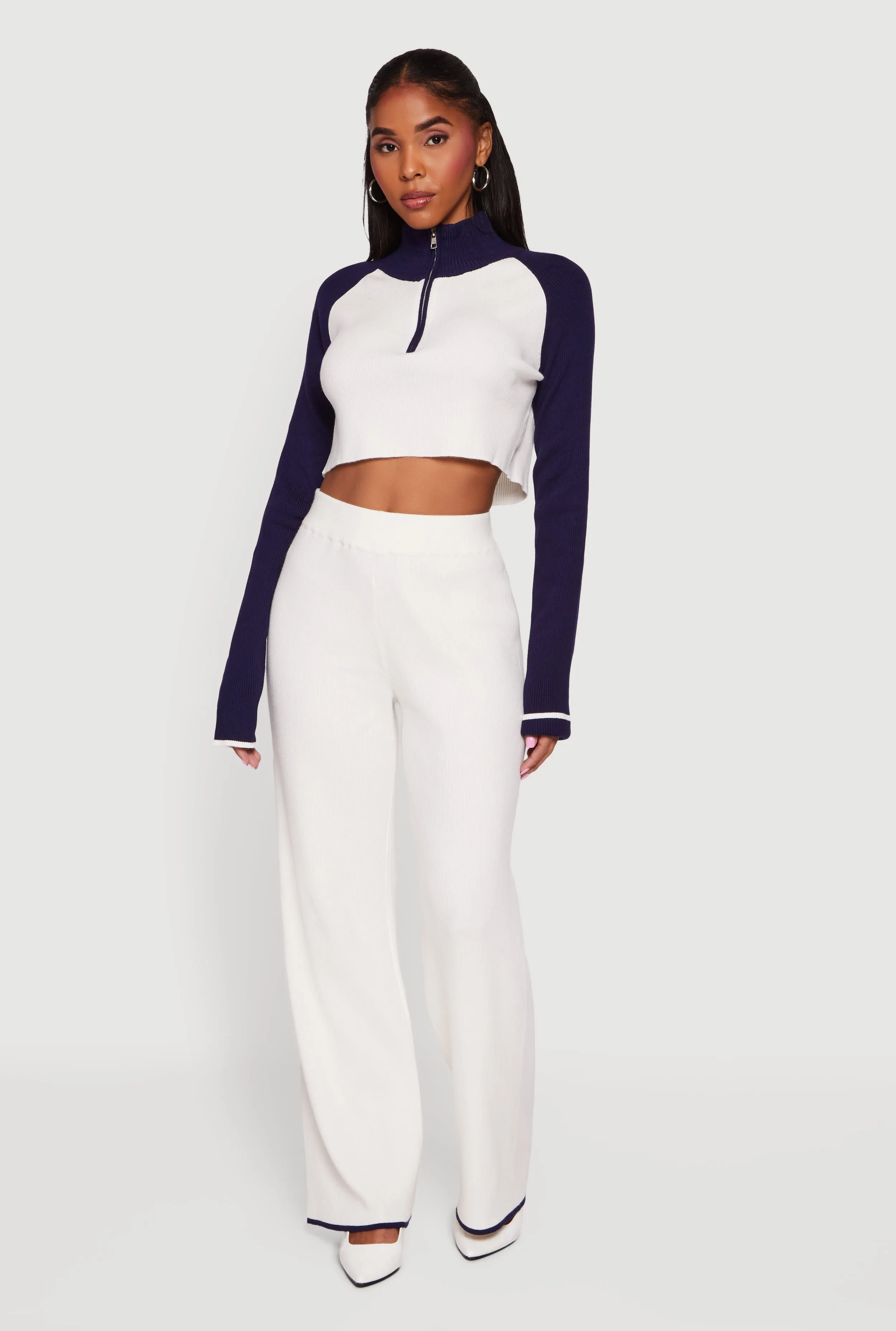 Contrast Trim Straight Leg Pants sold by Rainbow