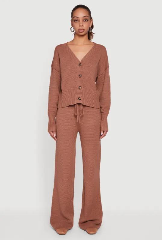 Waffle Knit Long Sleeve Button Front Cardigan sold by Rainbow